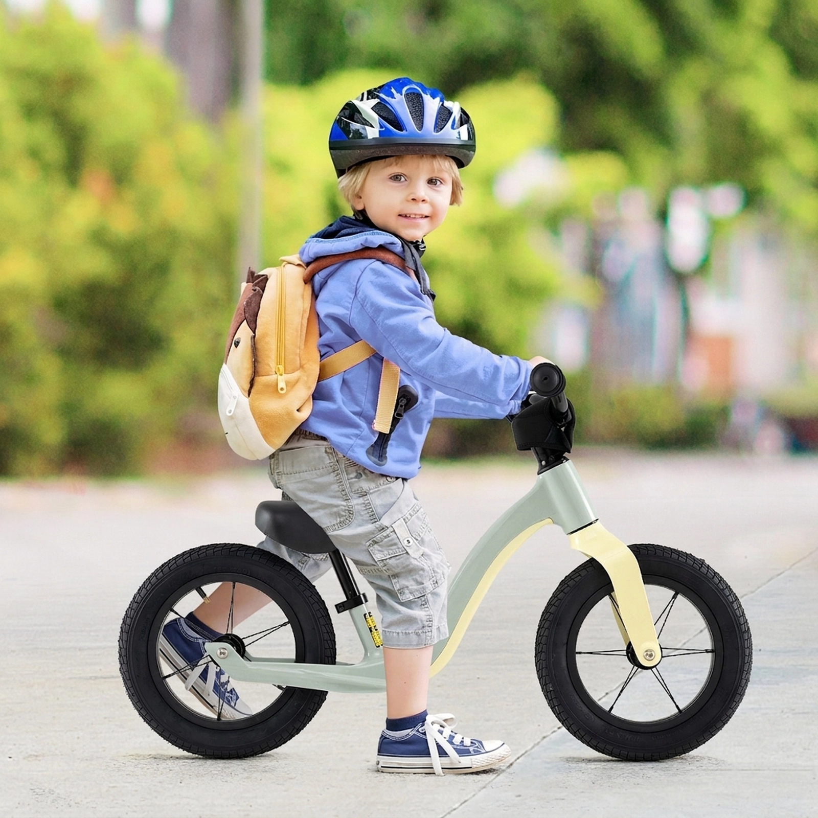 12-in Balance Bike with Magnesium Alloy Frame Rotatable Handlebar and Adjustable Locking Seat for 36+ Months Kids Bike