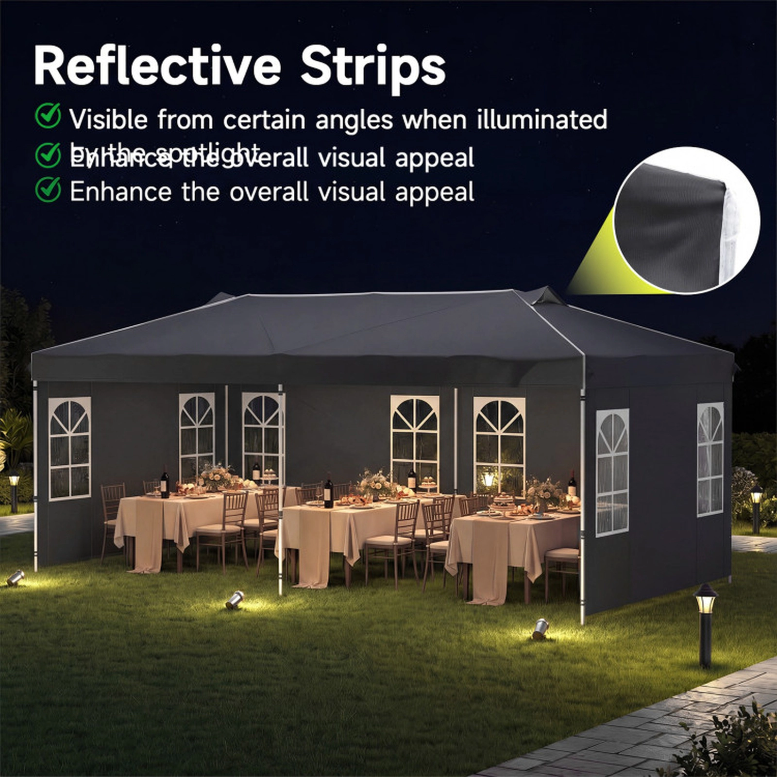 SUGIFT Pop Up Canopy Tent with 6 Sidewalls and Adjustable Height Black