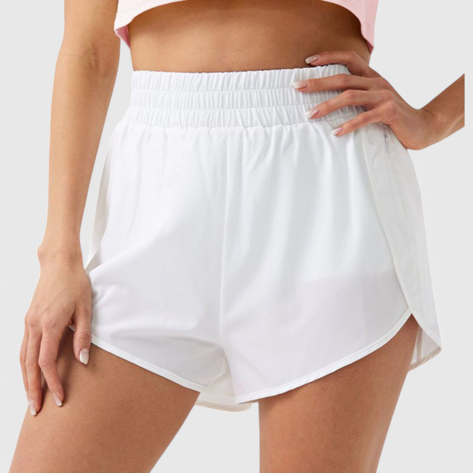 Anna-Kaci Women's High-Waist Athletic Running Shorts with Curved Hem