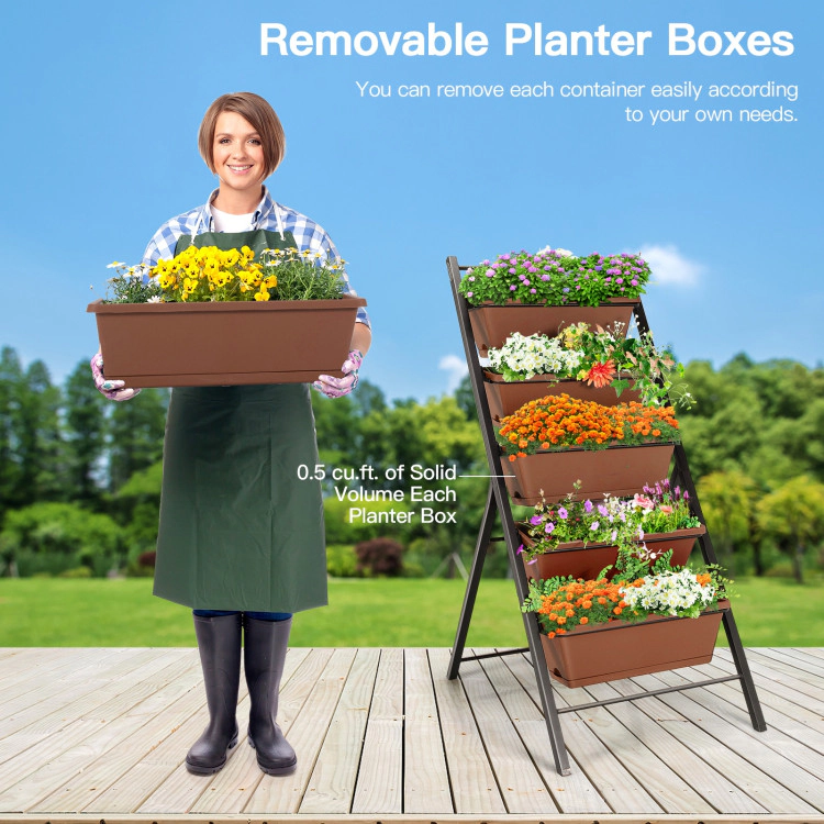 Hivvago Vertical Garden Planter Box with 5 Elevated Raised Containers