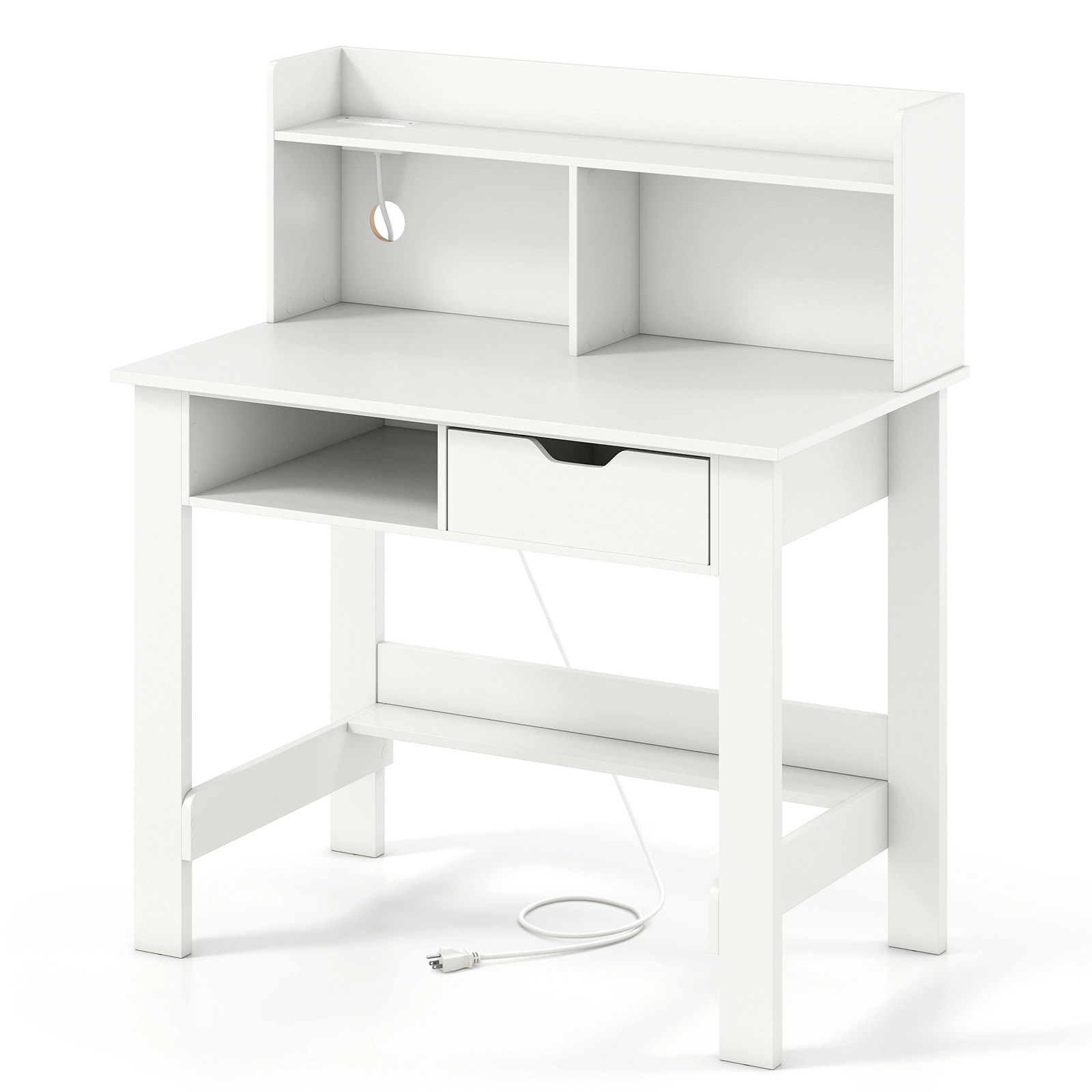 LJG Home Office Computer Desk with Storage Shelves and Drawer Ideal for Working and Studying