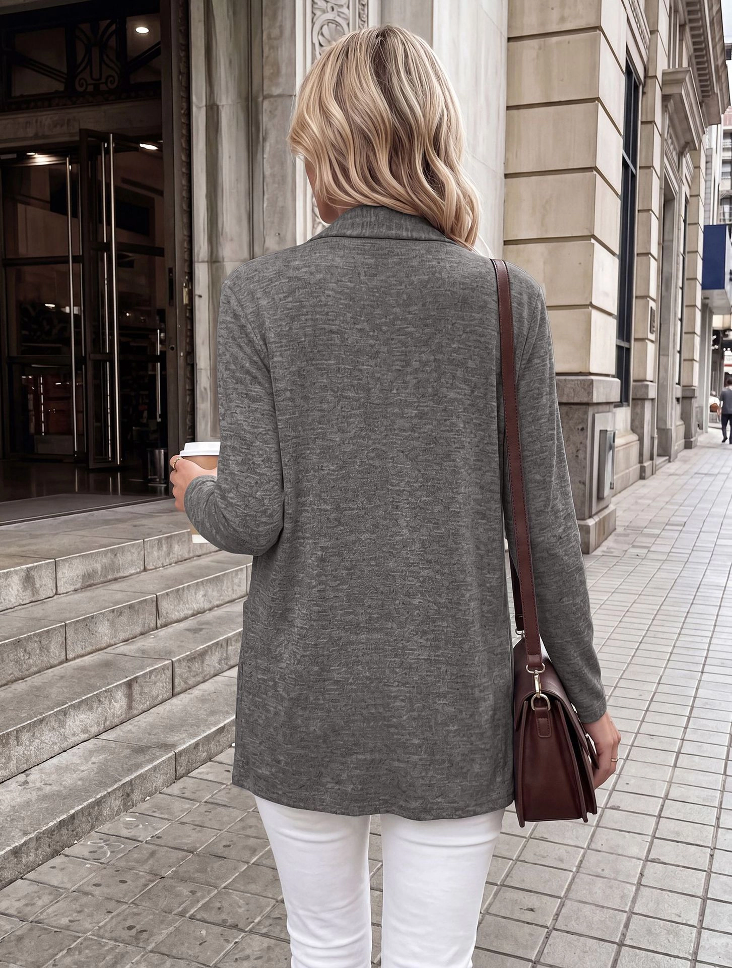 Womens Long Sleeve Open Front Casual Sweater Cardigans with Pockets