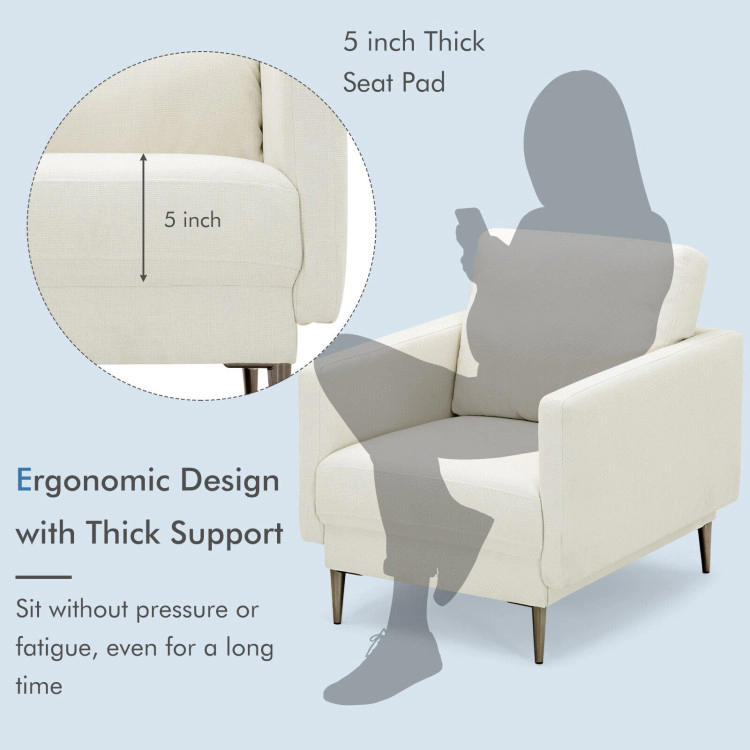 Hivvago Contemporary Fabric Accent Chair with Detachable Back Cushion