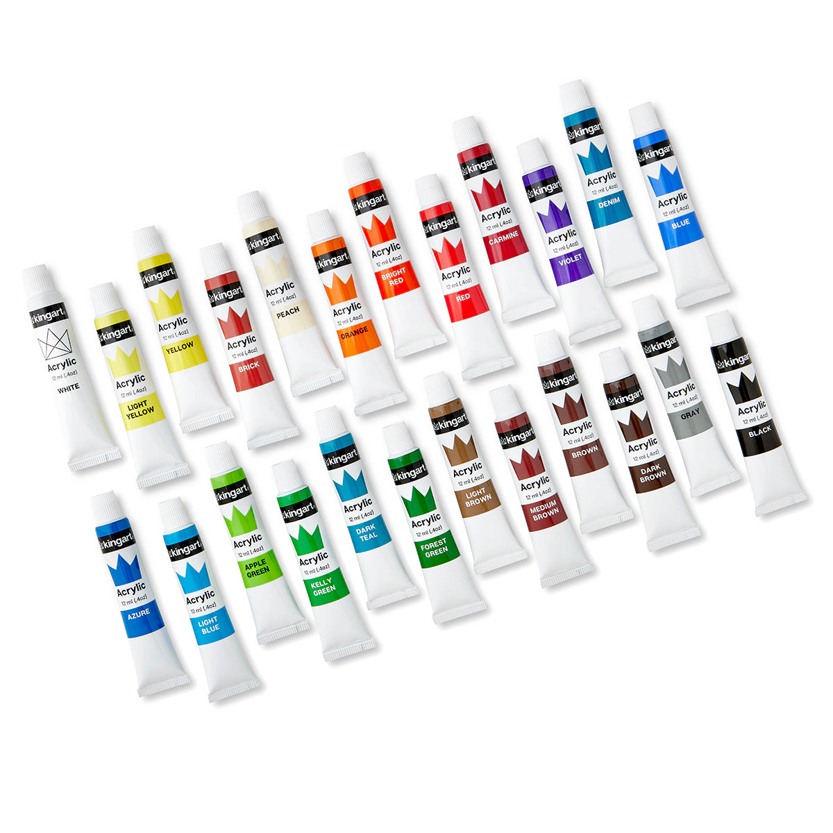 KINGART Studio Acrylic Paint Set, 24 Colors, 12ml Tubes