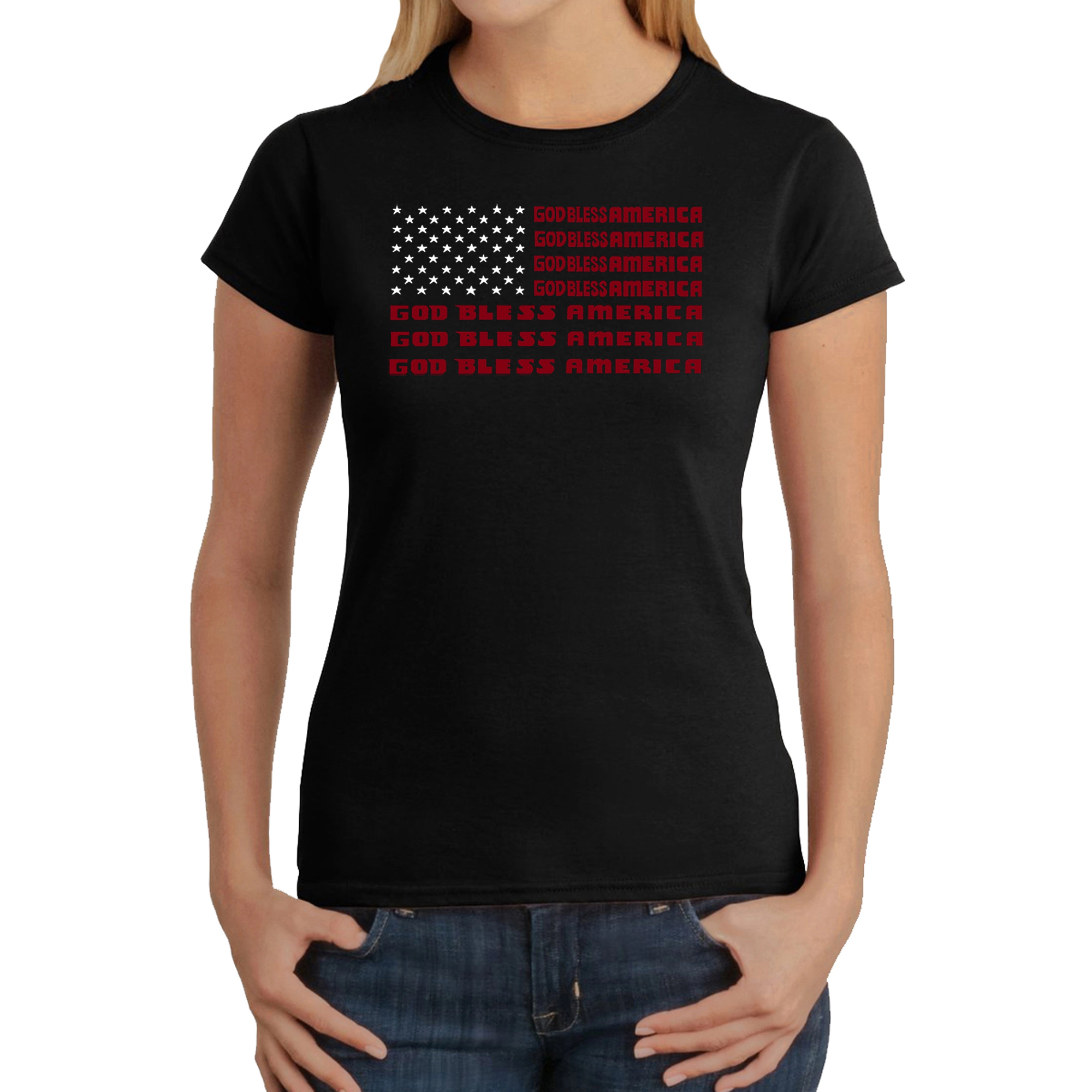 LA Pop Art Women's Word T-Shirt - God Bless America