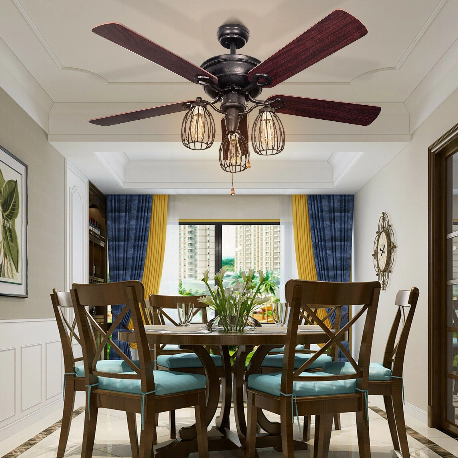 SlickBlue 52 Inch Black Ceiling Fan, 3-Speed, Reversible Motor