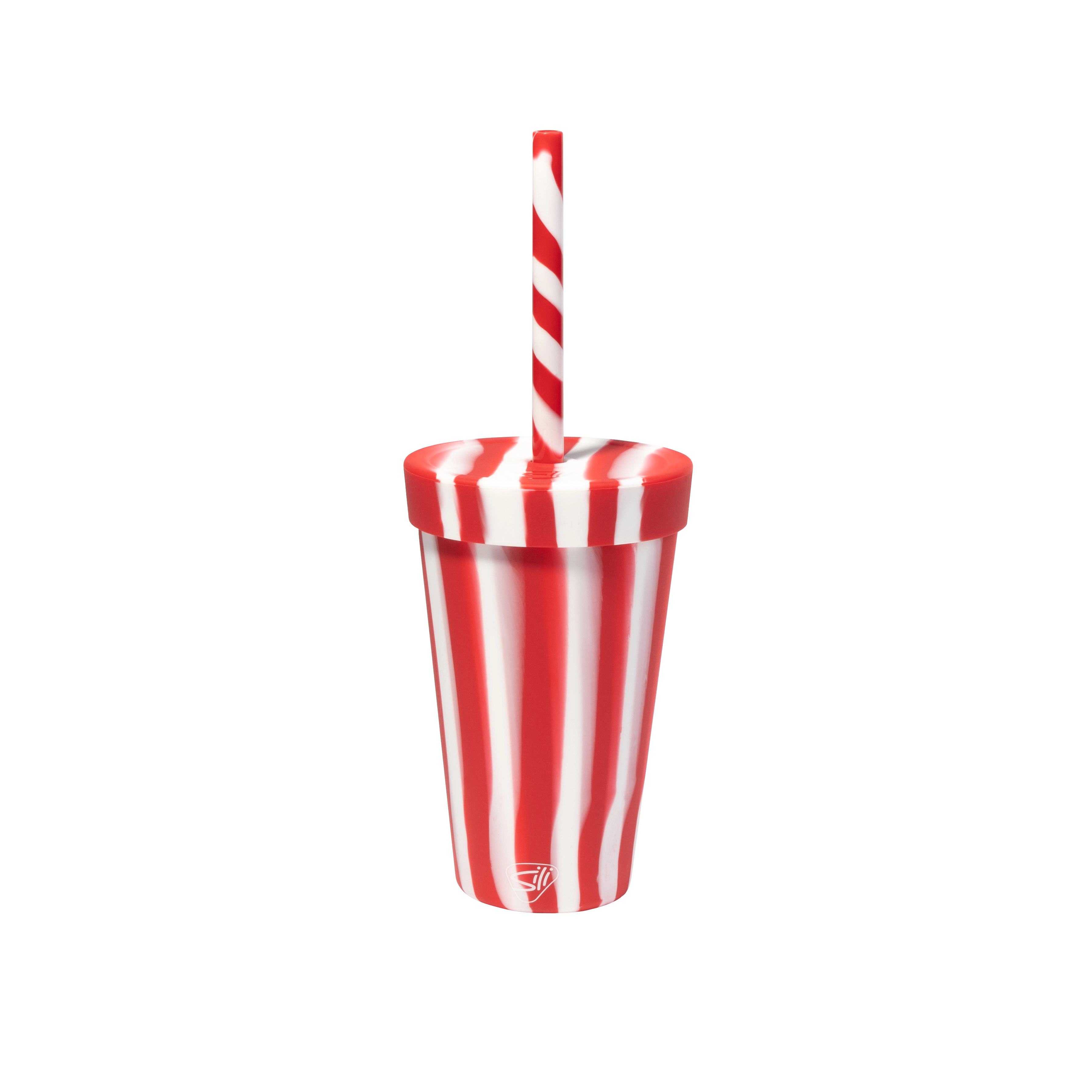 Silipint Silicone 16 oz Candy Cane Collection Straw Tumbler