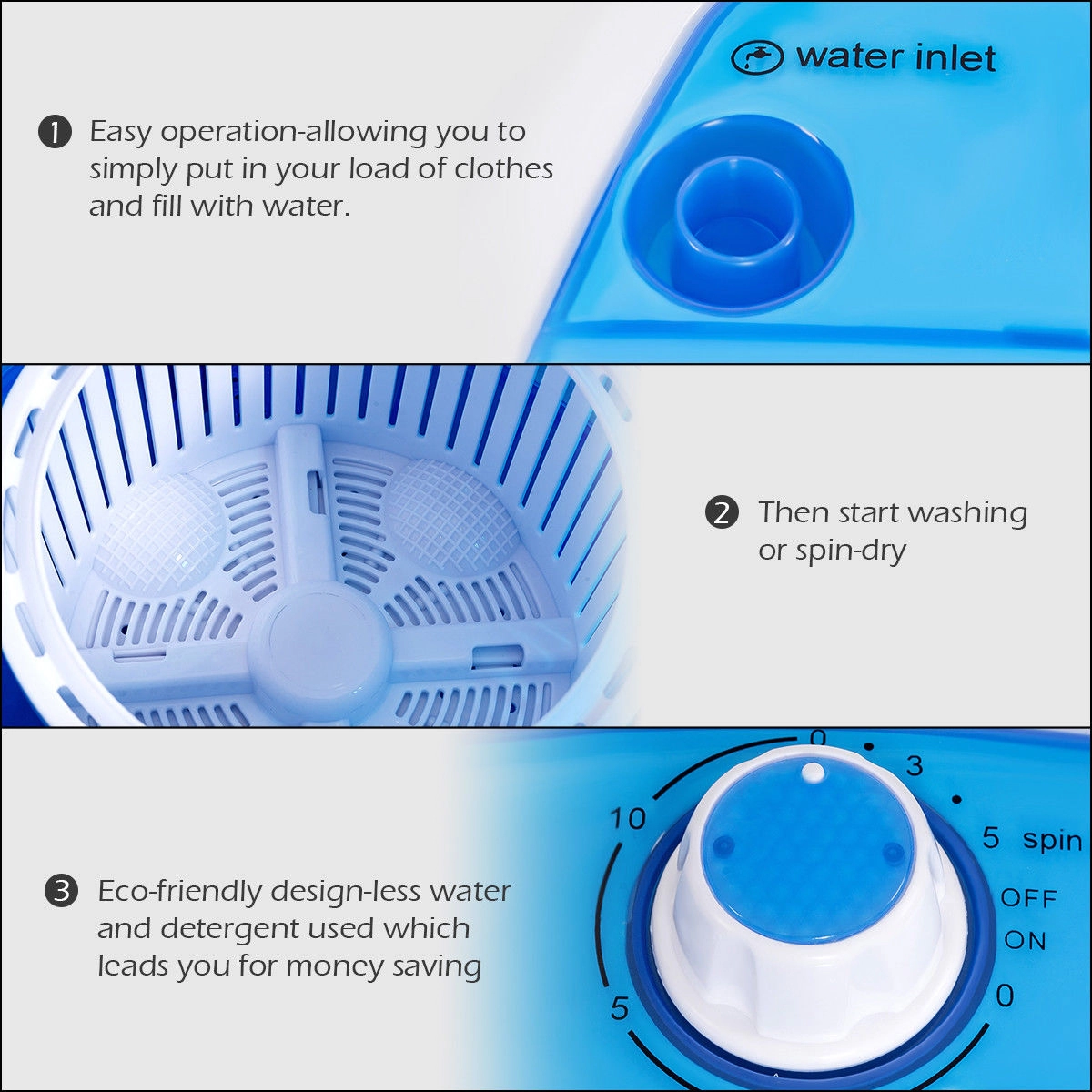 SUGIFT Portable Semi Auto Washing Machine and Dryer 5.5-lb Capacity Blue PP Housing