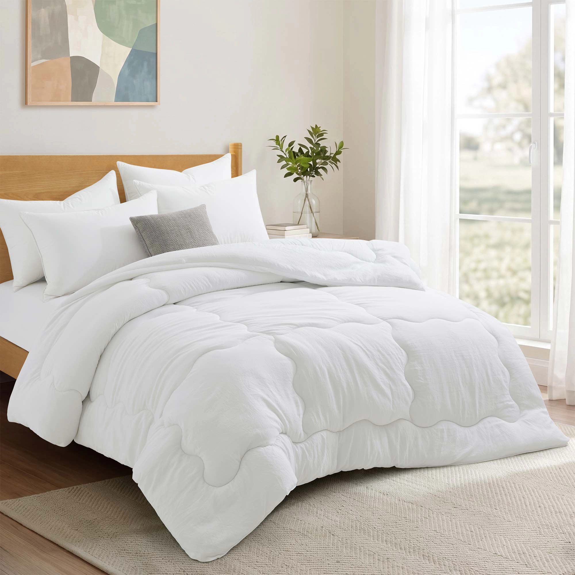 PEACENEST Antibacterial Down Alternative Comforter All Season Soft Duvet Insert