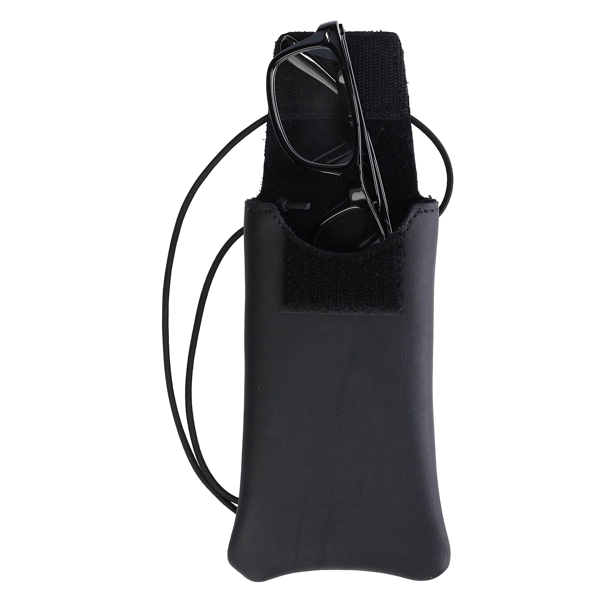 Boston Leather Solid Leather Eyeglass Case with Neck String