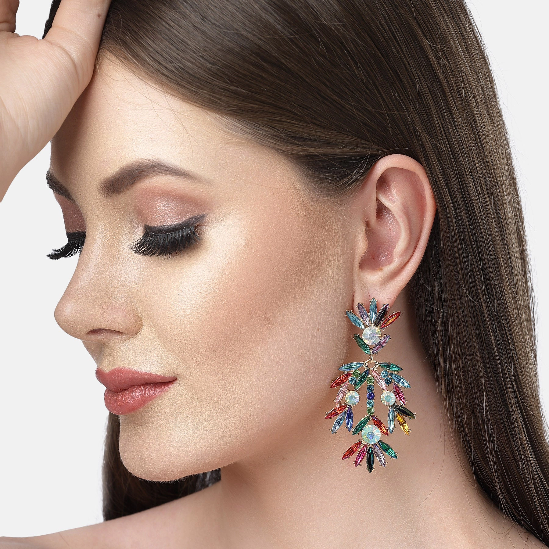AGP PARIS Womens Diva Collection Fancy Floral Plume Drop Earrings