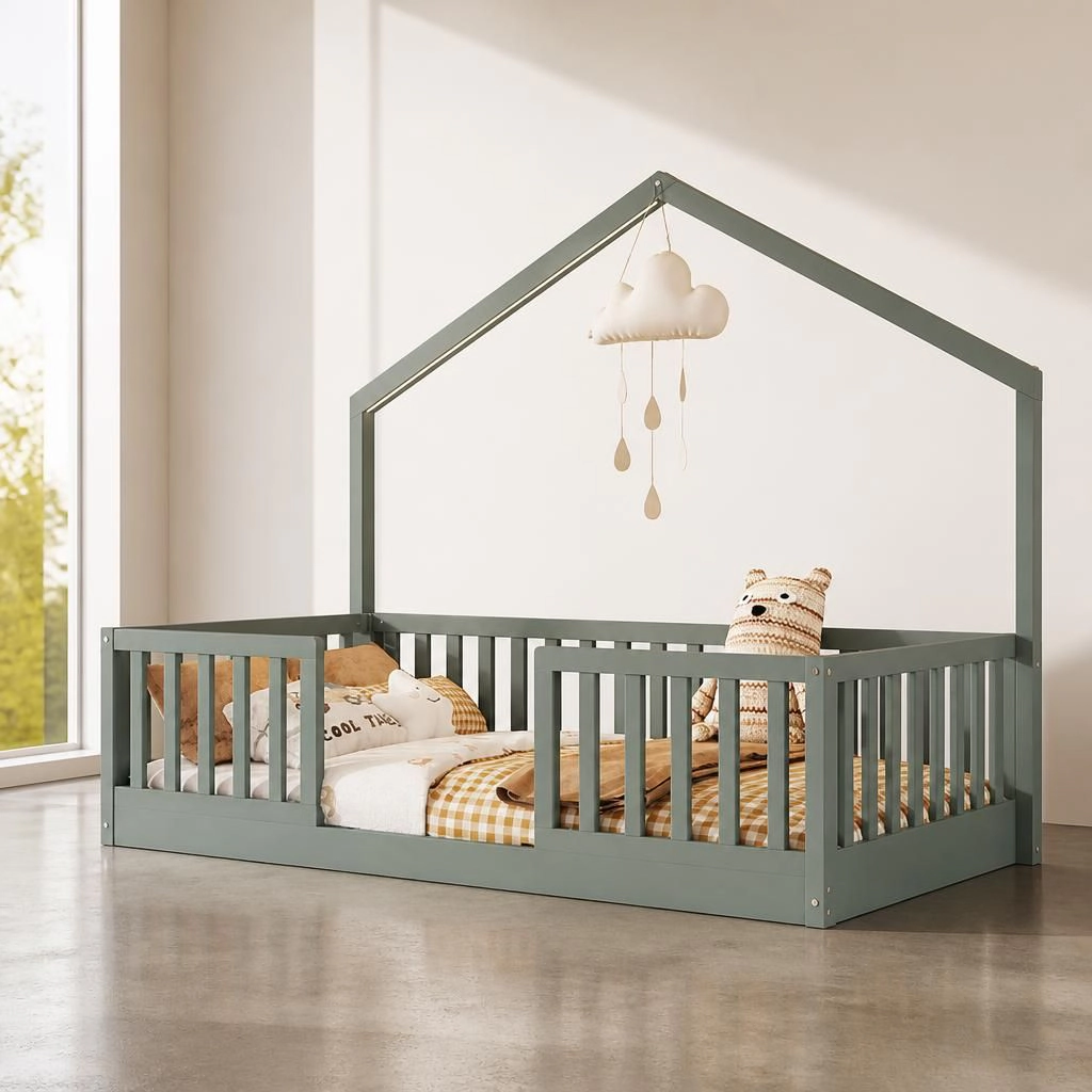 GOODSILO Full Solid Pine Single Bed Frame