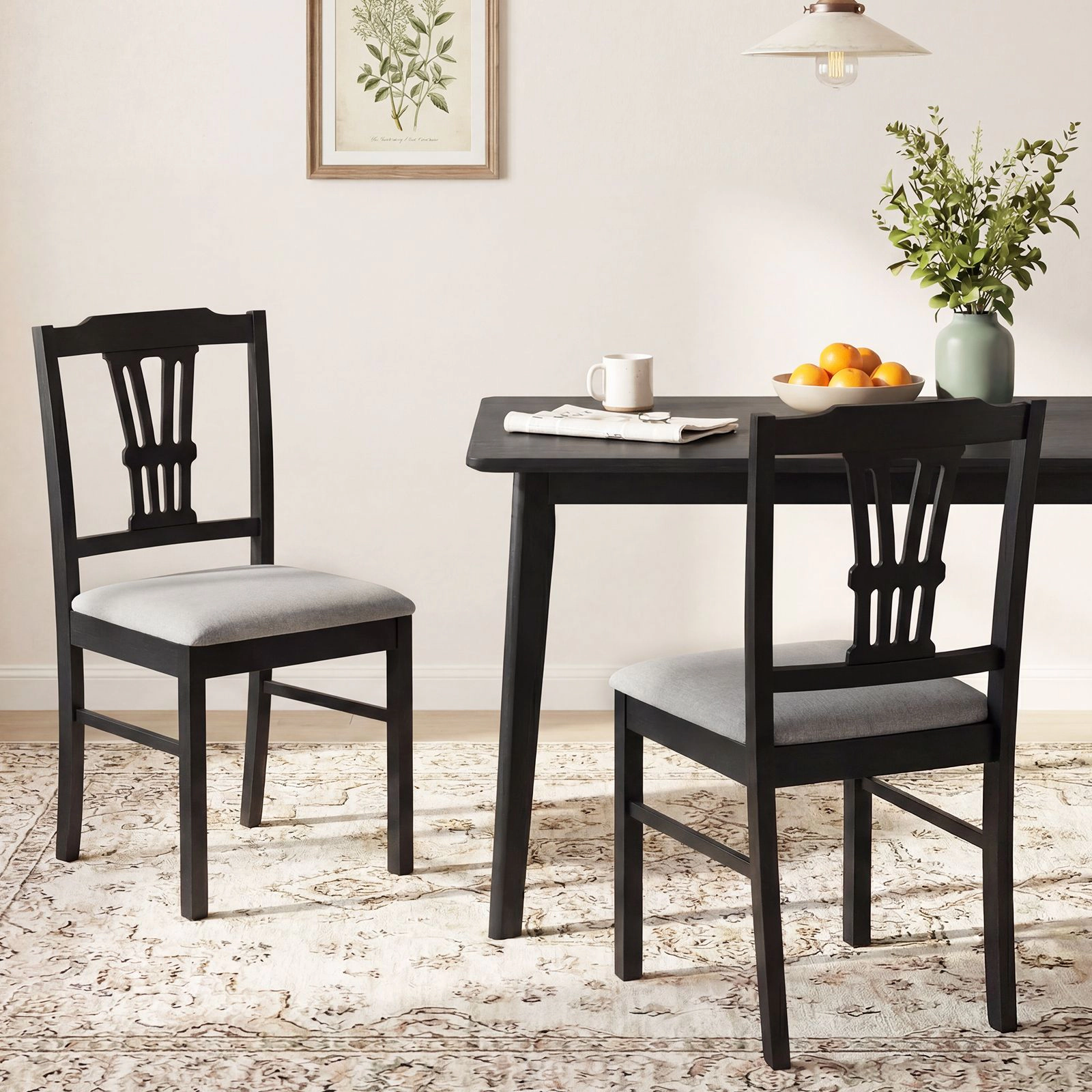 SlickBlue Set of 2 Wooden Dining Chairs with Upholstered Seat