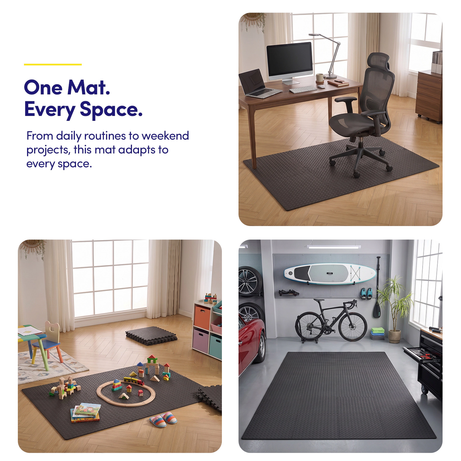 Sweet Home Collection EVA Foam Floor Tiles, 24 Sq. Ft. Interlocking Puzzle Mats, 6-Pack