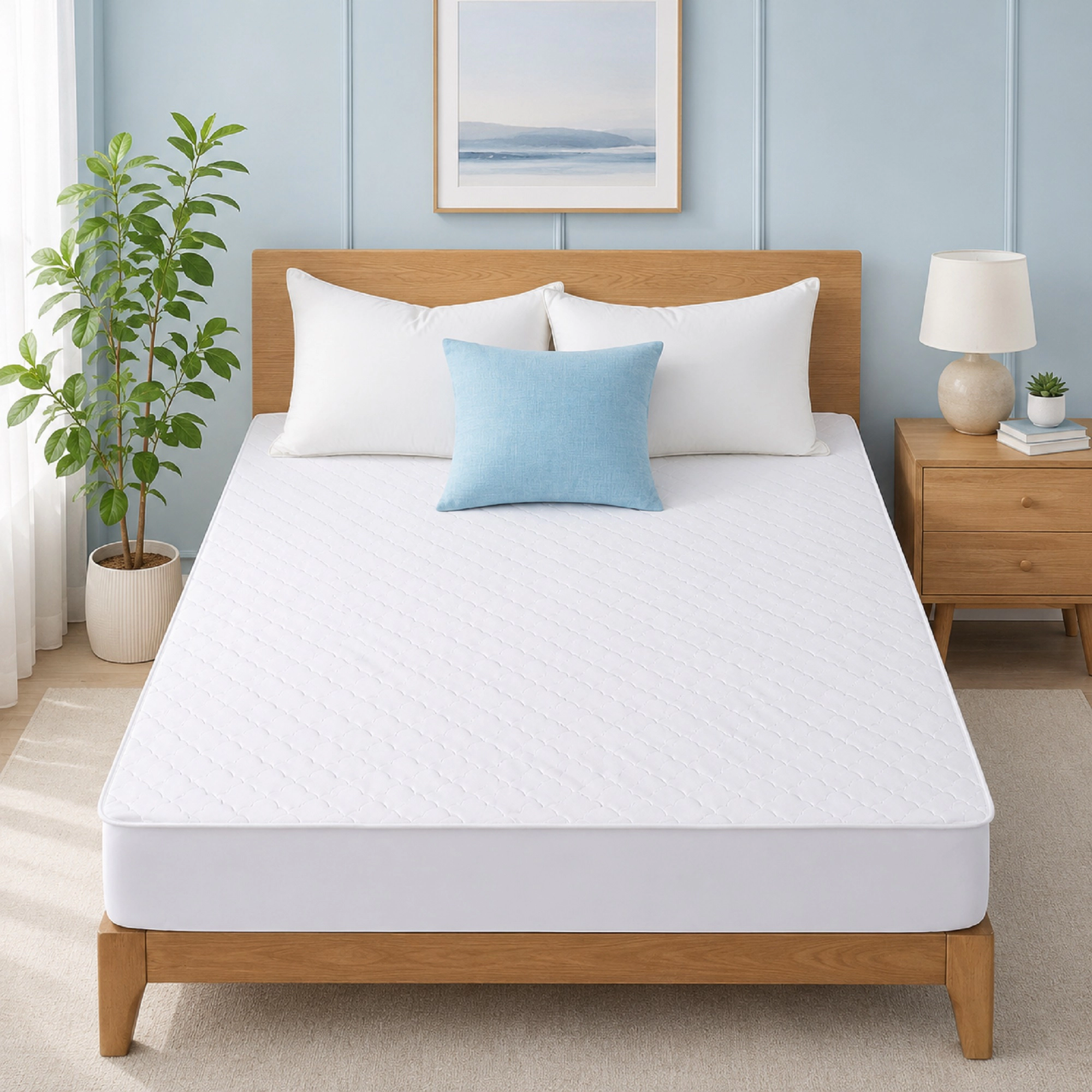 Unikome Cooling Stretch Knit Mattress Pad, Cool Touch Cover with Airy Mesh Gusset