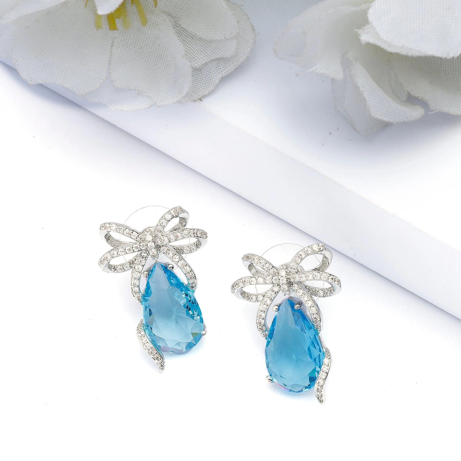 AGP PARIS Womens Charming Light Blue Drop Earrings