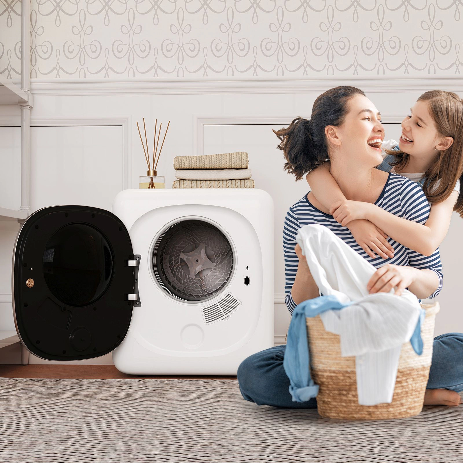 SlickBlue 800W Portable Clothes Dryer, 5.5 Lbs, 1.5 Cu. Ft., White