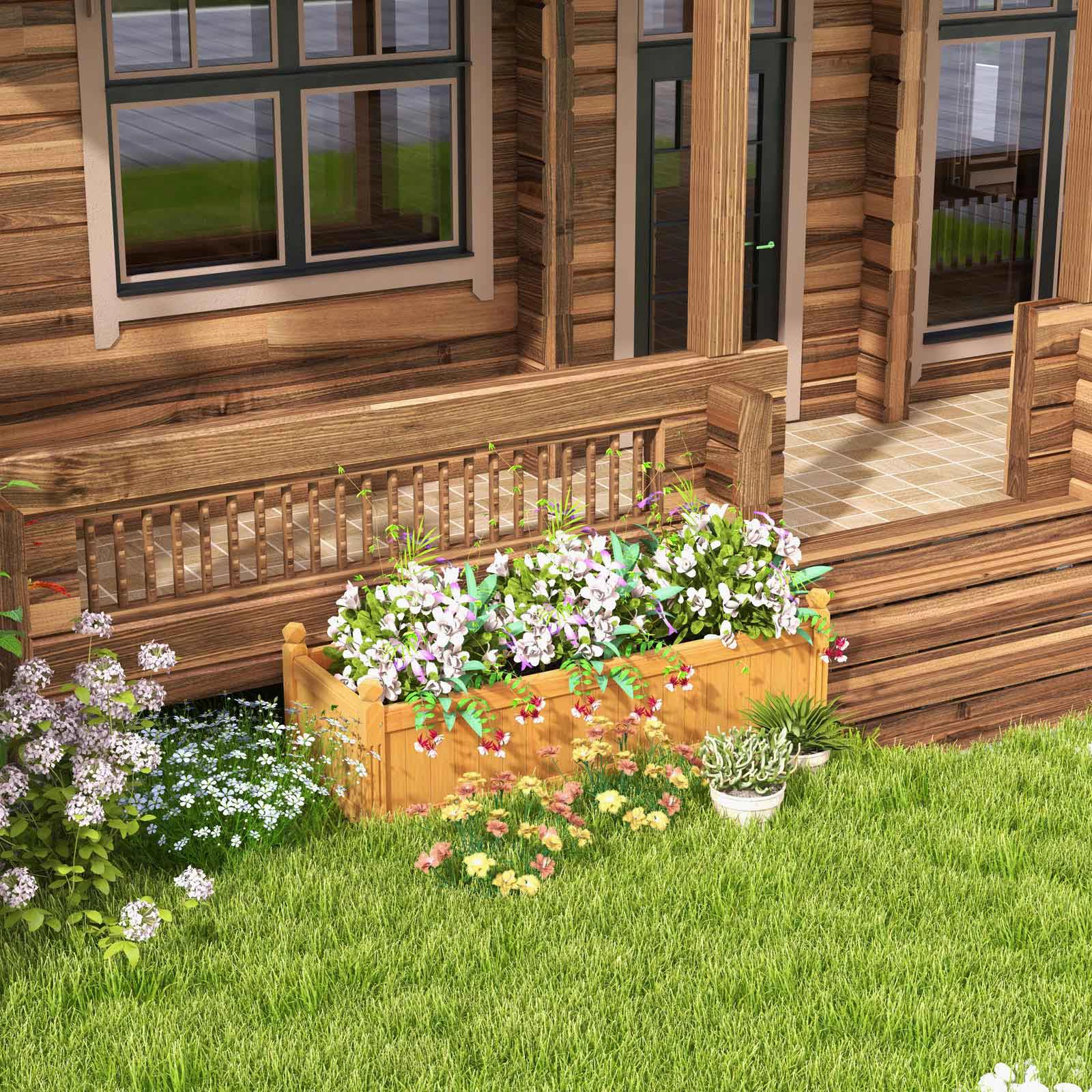 SlickBlue Wooden Raised Garden Bed with Drainage System for Plants