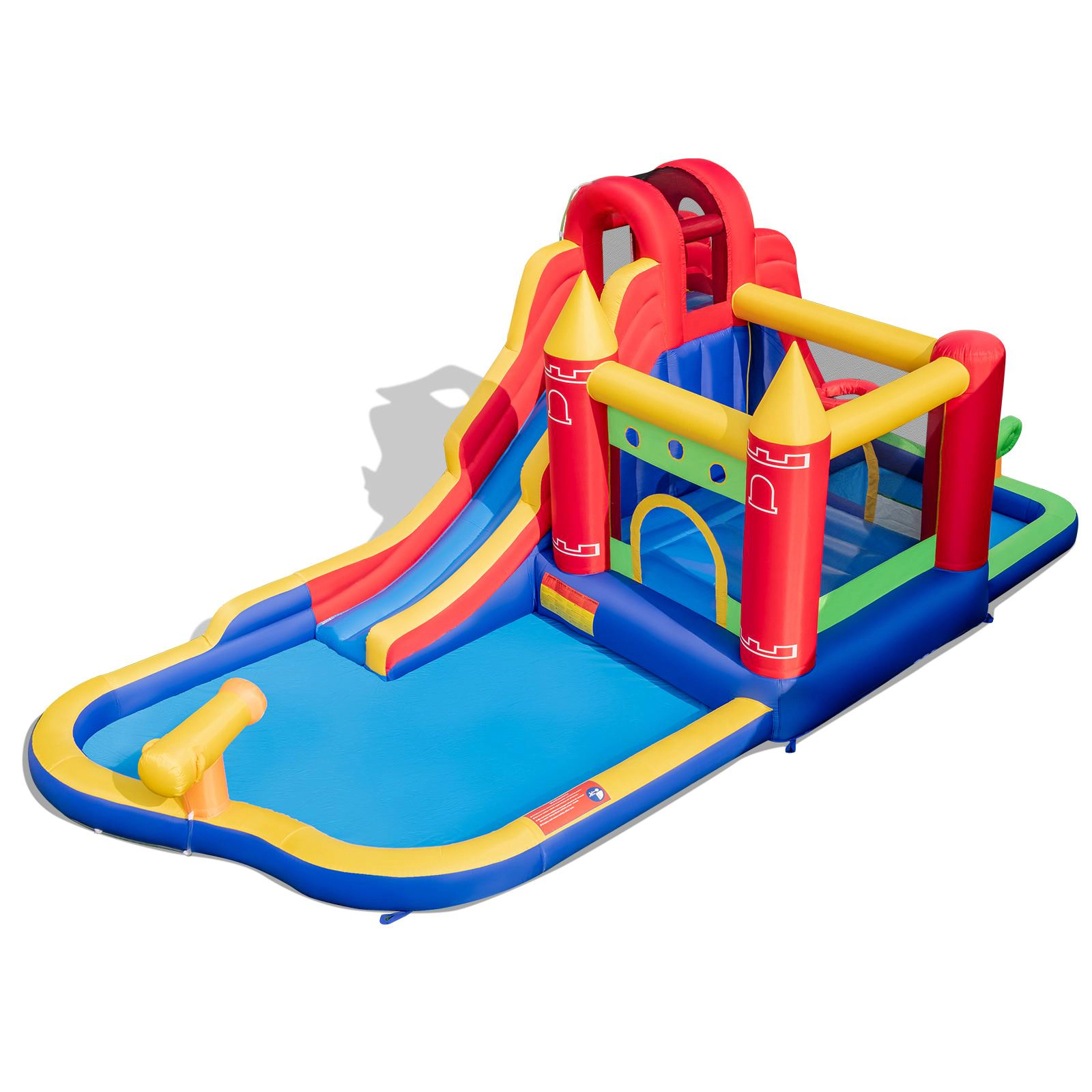 SUGIFT 9-in-1 Inflatable Bounce Castle with Water Slide, Splash Pool and Ball Pit 200-lb Capacity Ages 3-10 Multi-color