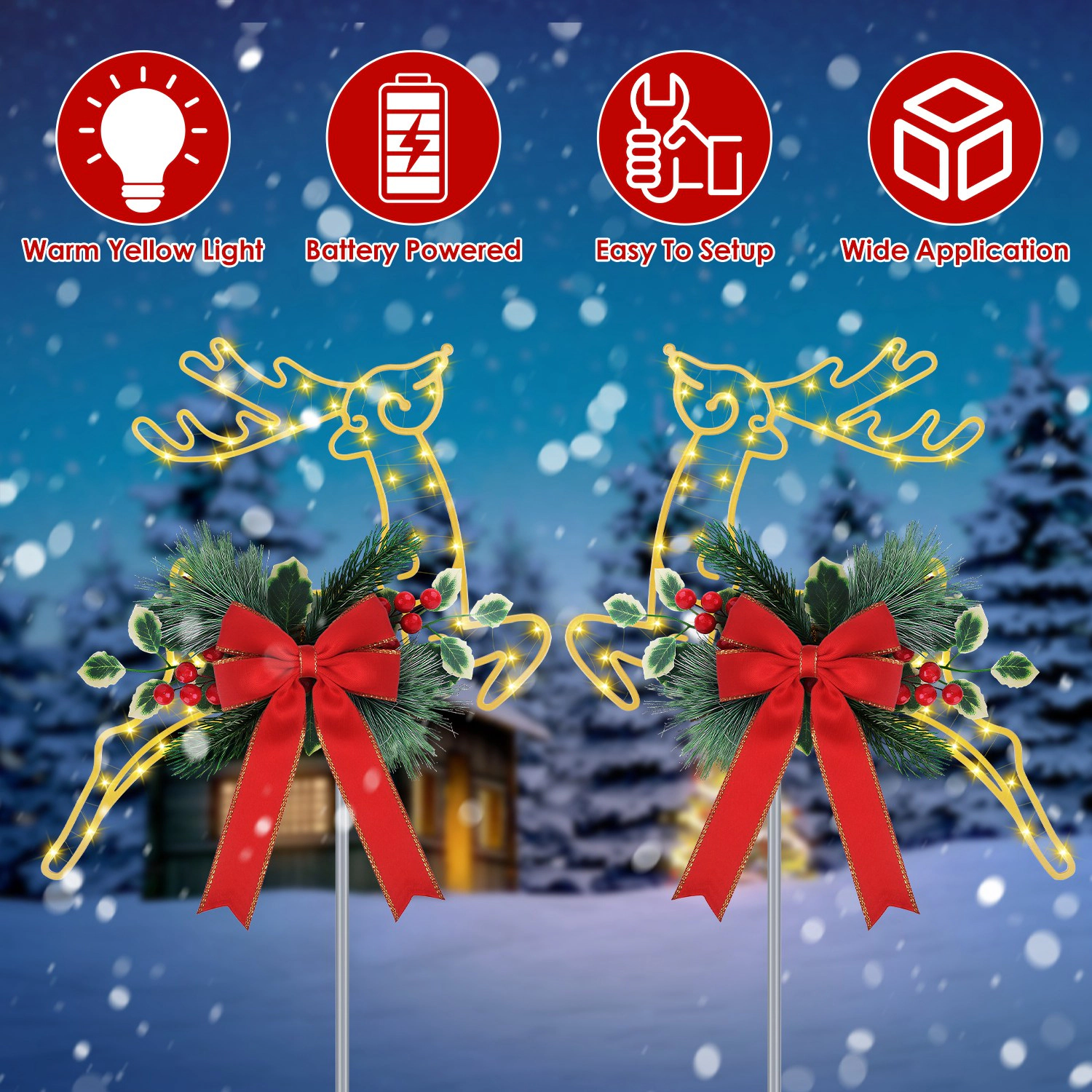 GBruno LED Lighted Christmas Reindeer Pathway Stakes