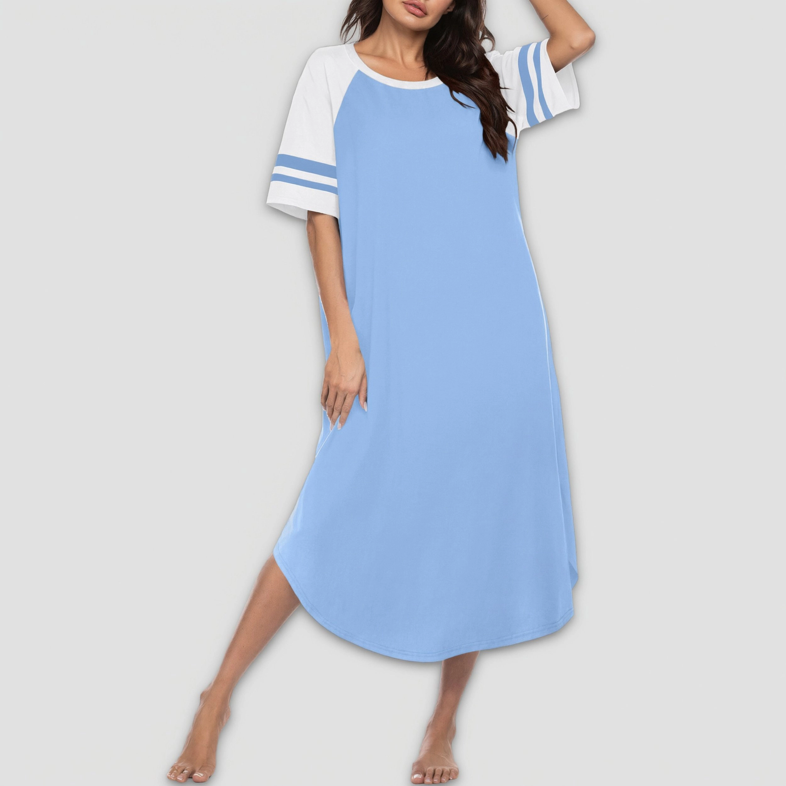 Ekouaer Nightgowns for Womens Cotton Long Night Gowns Plus Moo Moos Short Sleeve House Dress Sleep