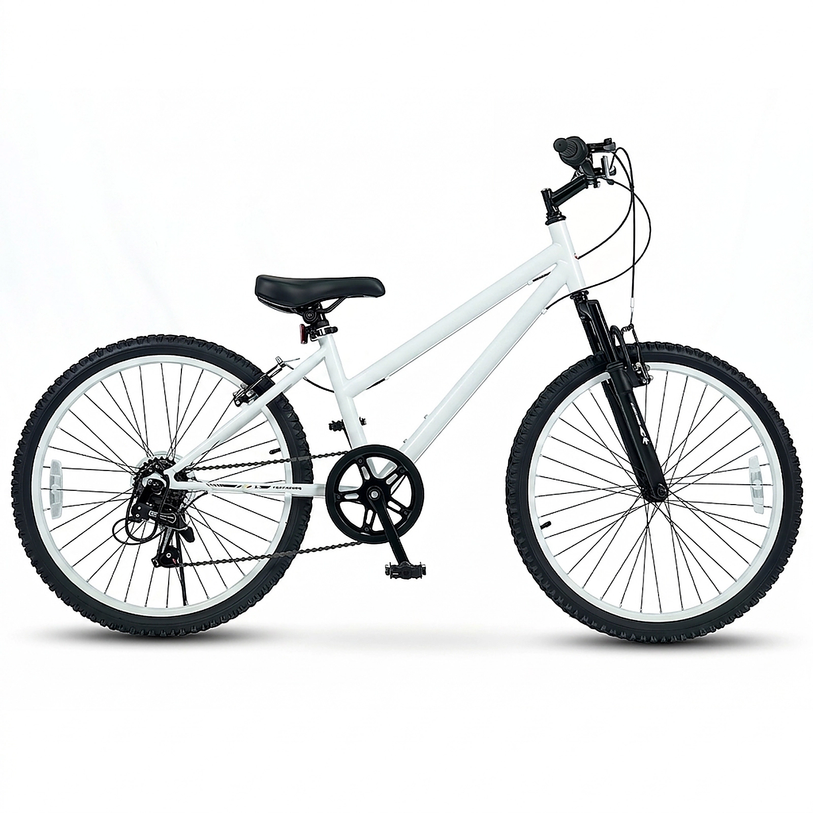 SUGIFT 24-Inch Kids Mountain Bike with 7-Speed Shifter and Suspension Fork 220-lb Capacity Ages 8+ White