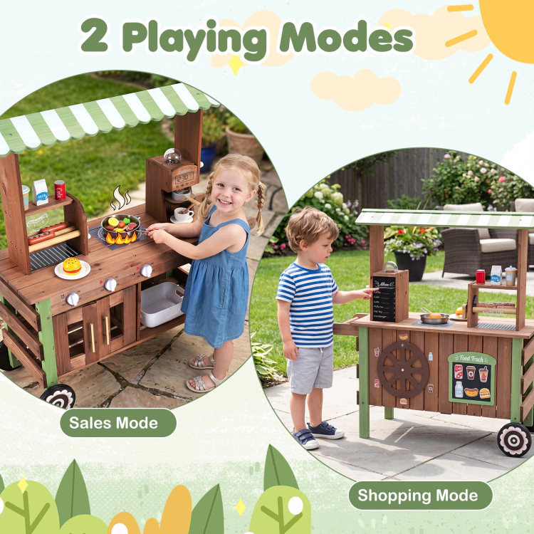 Hivvago Wooden Grocery Store Playset for Kids with Large Wheels