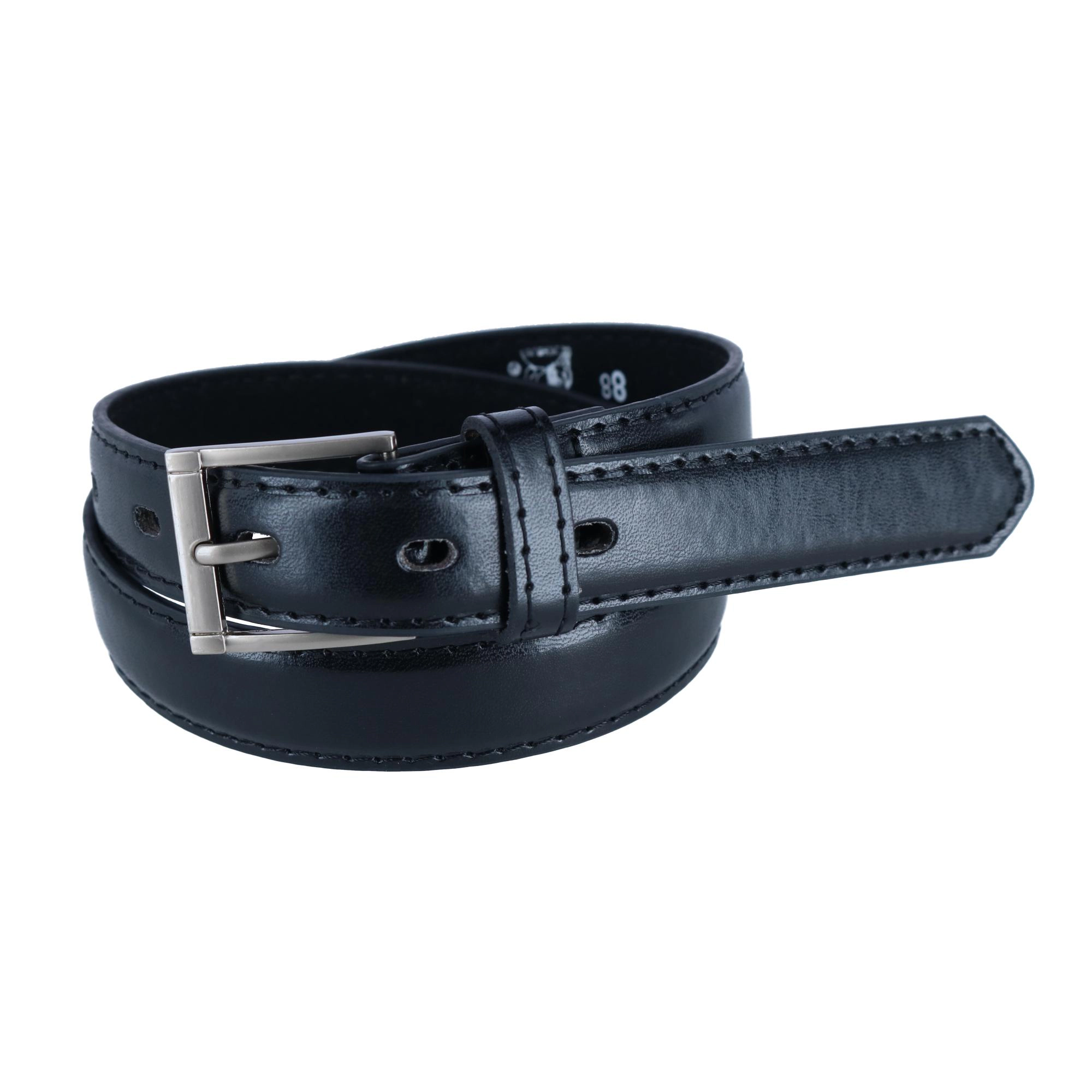 CTM Kid's Leather 1 inch Dress Belt with Square Buckle
