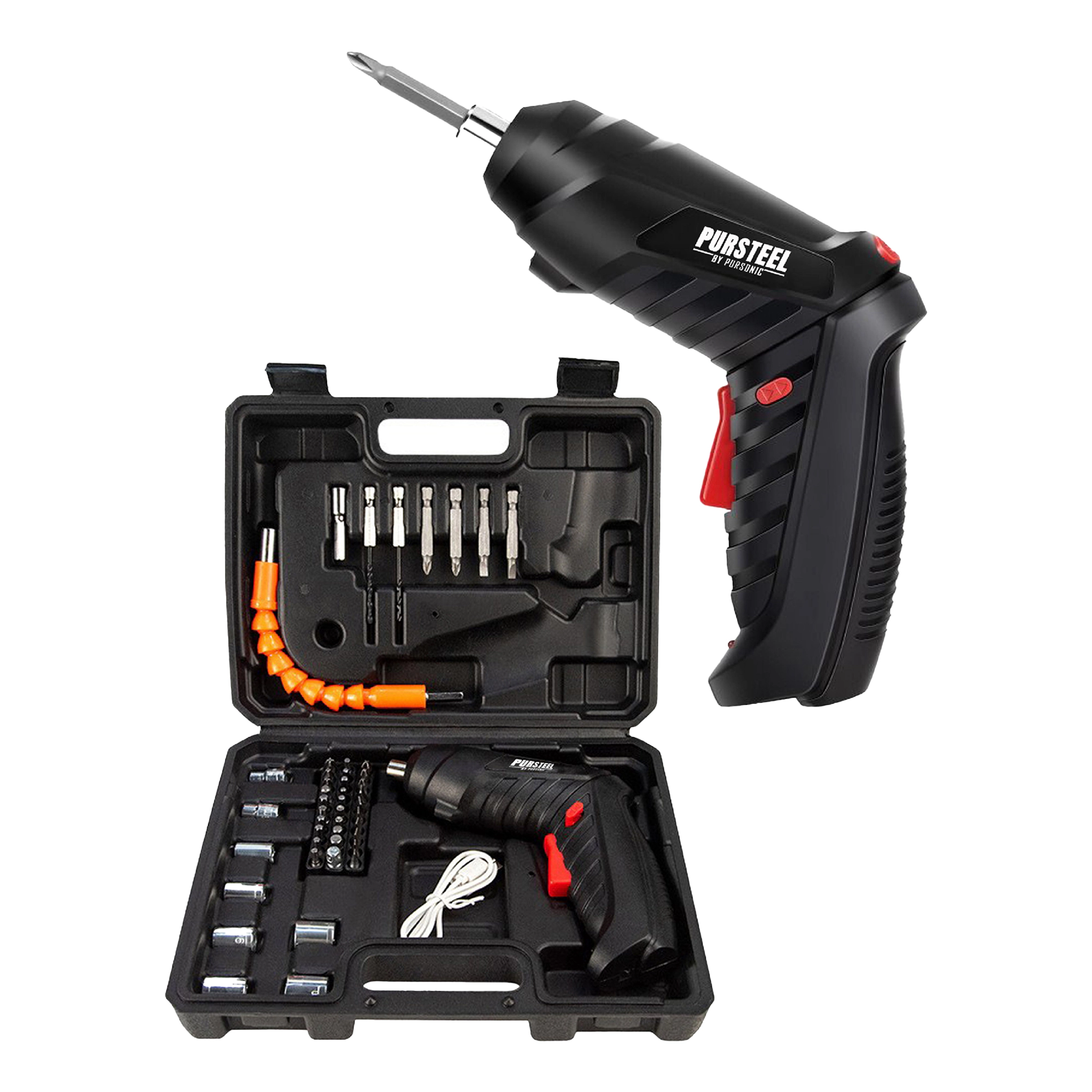 Pursonic Unisex Rechargeable Electric Screwdriver 47-Piece Tool Set