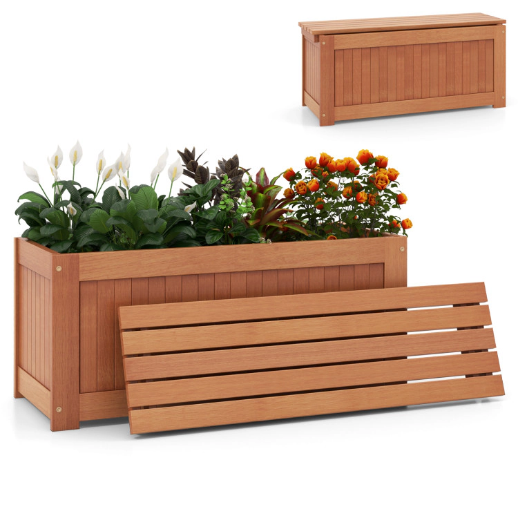 Hivvago Outdoor Plant Container with Seat for Garden Yard Balcony Deck