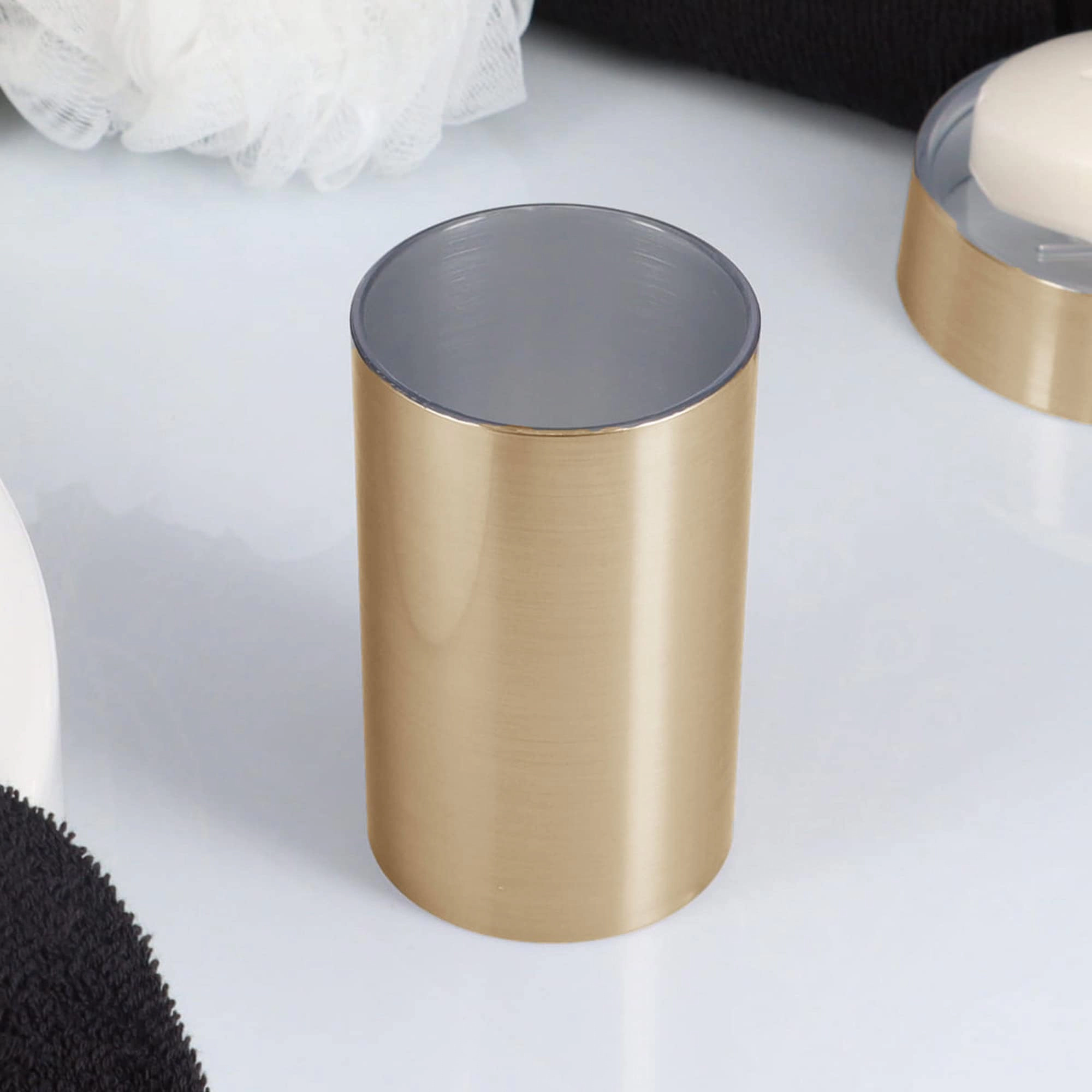 Evideco French Home Goods 12 fl oz Brushed Metal-Look ABS Bathroom Cup