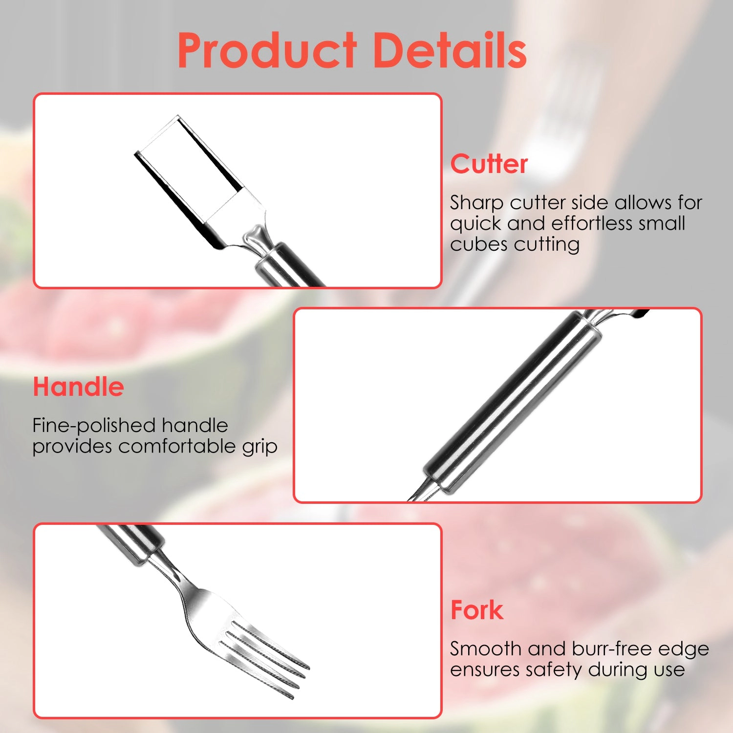 GBruno 2-in-1 Stainless Steel Watermelon Slicer, 5 Pcs