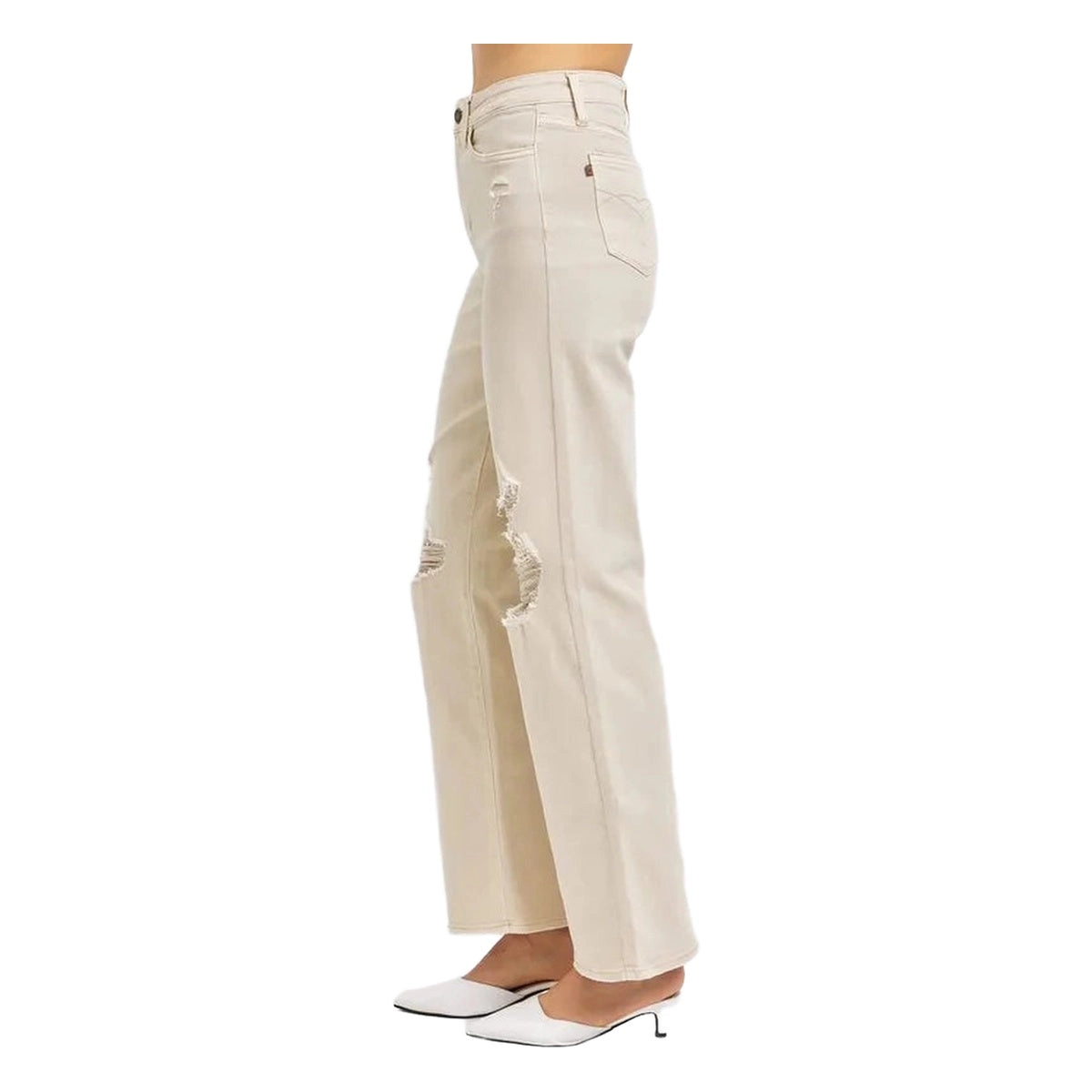 Judy Blue Full High Waist Distressed Wide Leg Jeans
