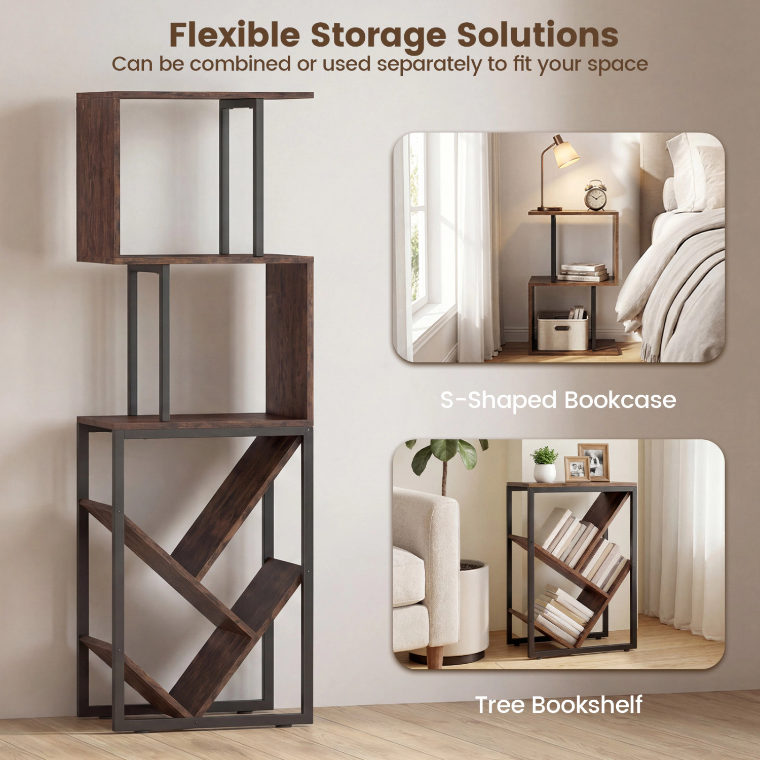 SlickBlue 6 Tier Industrial Bookshelf Storage Rack with 5 Shelves