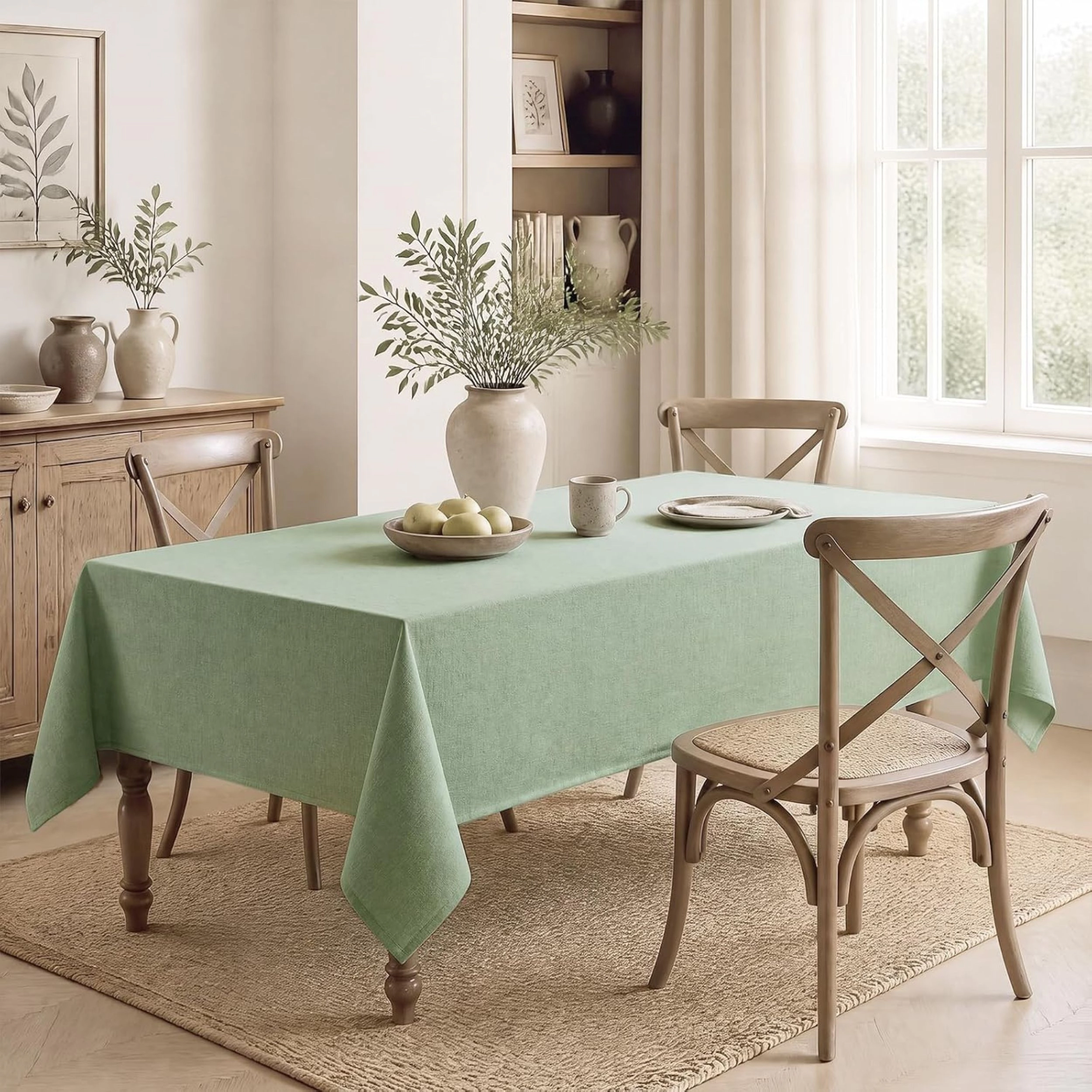 Stock Preferred Waterproof Linen Textured Rectangle Tablecloth 52 x 70 Inch