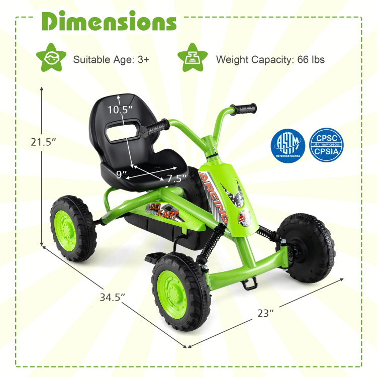 Hivvago Go Kart for Kids 4 Wheel with Steering Handlebars and Adjustable Seat