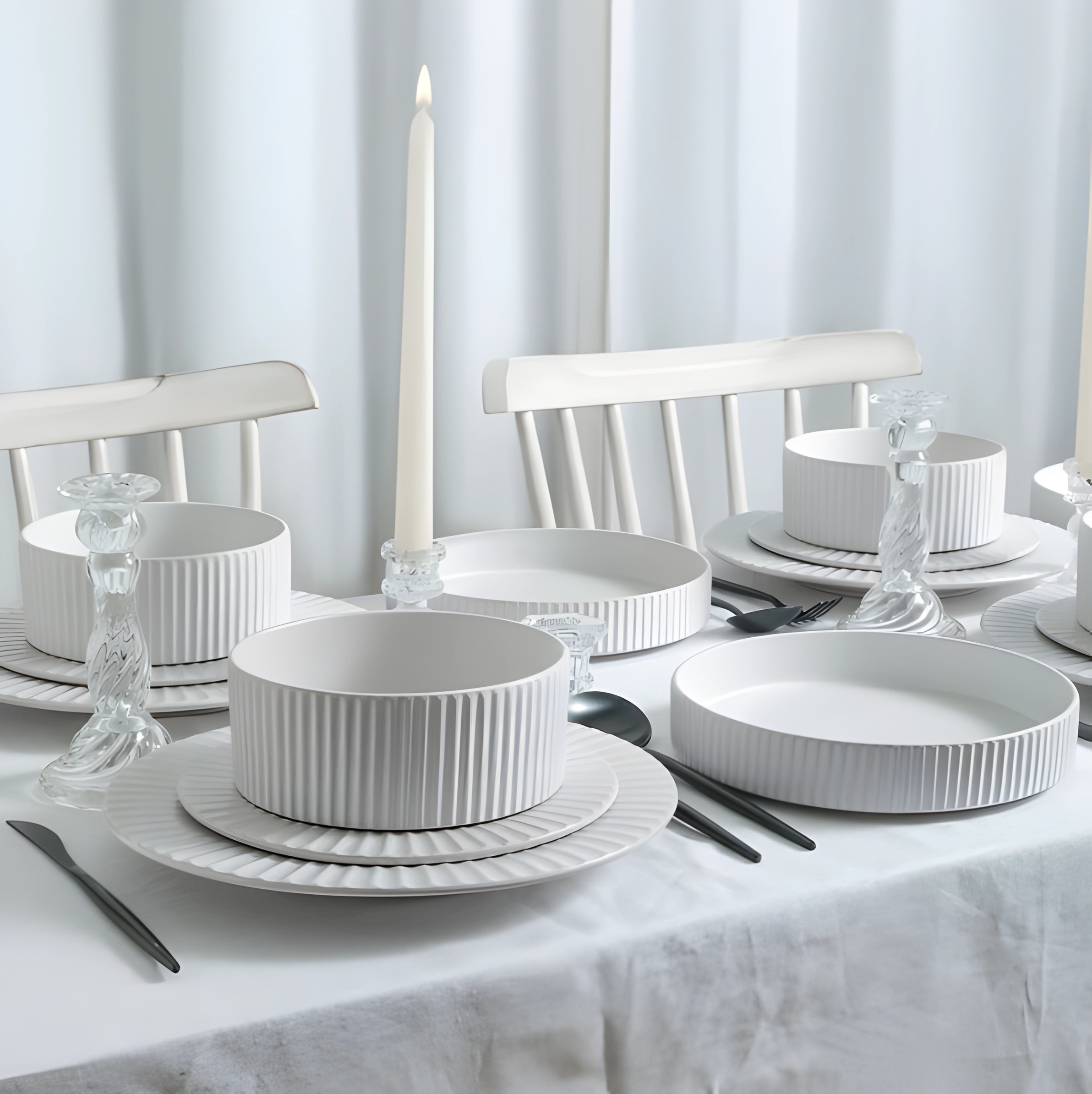 Christian Siriano Lusso Unisex 16-Piece Dinnerware Set Stoneware, White