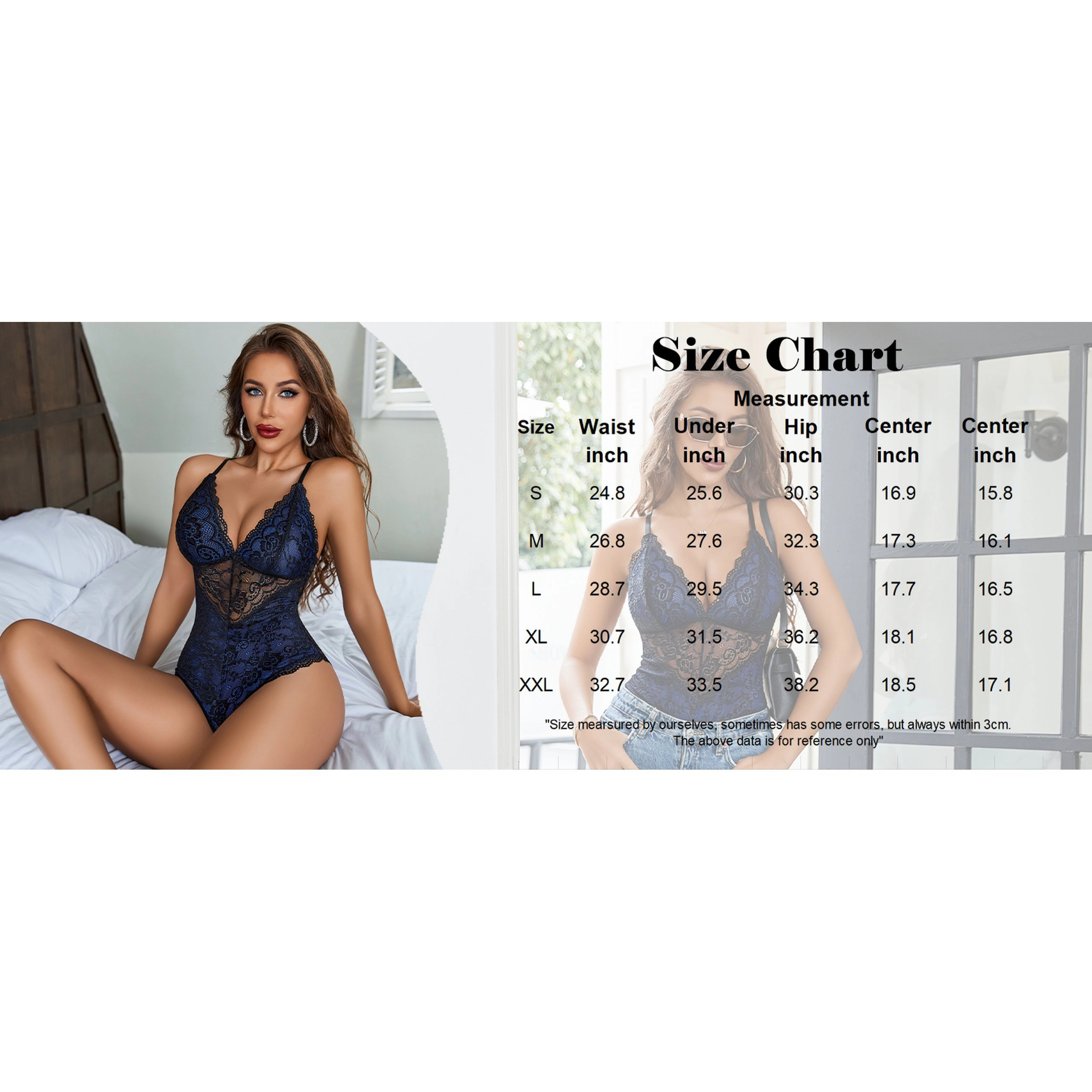 Avidlove Women's Deep V Lace Teddy Babydoll Bodysuit