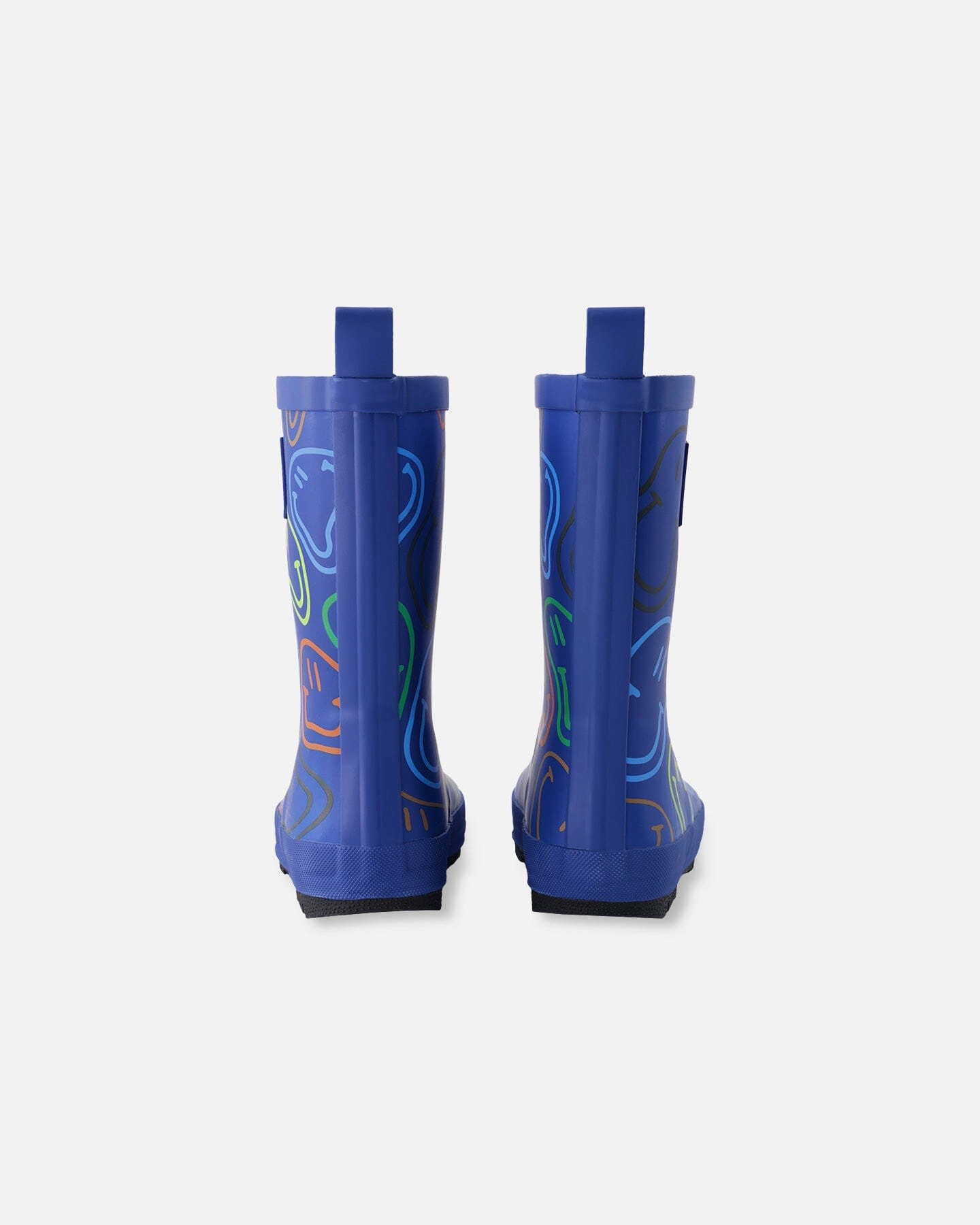 Deux par Deux Boys Rain Boots In Rubber Smiley Print