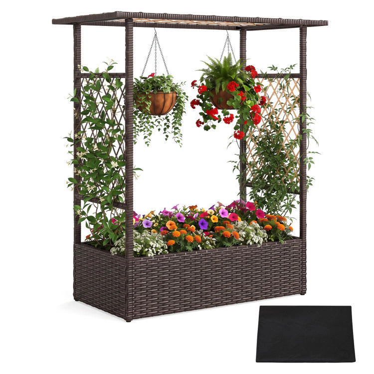 Hivvago 2-in-1 Raised Garden Bed with Hanging Roof and Trellises