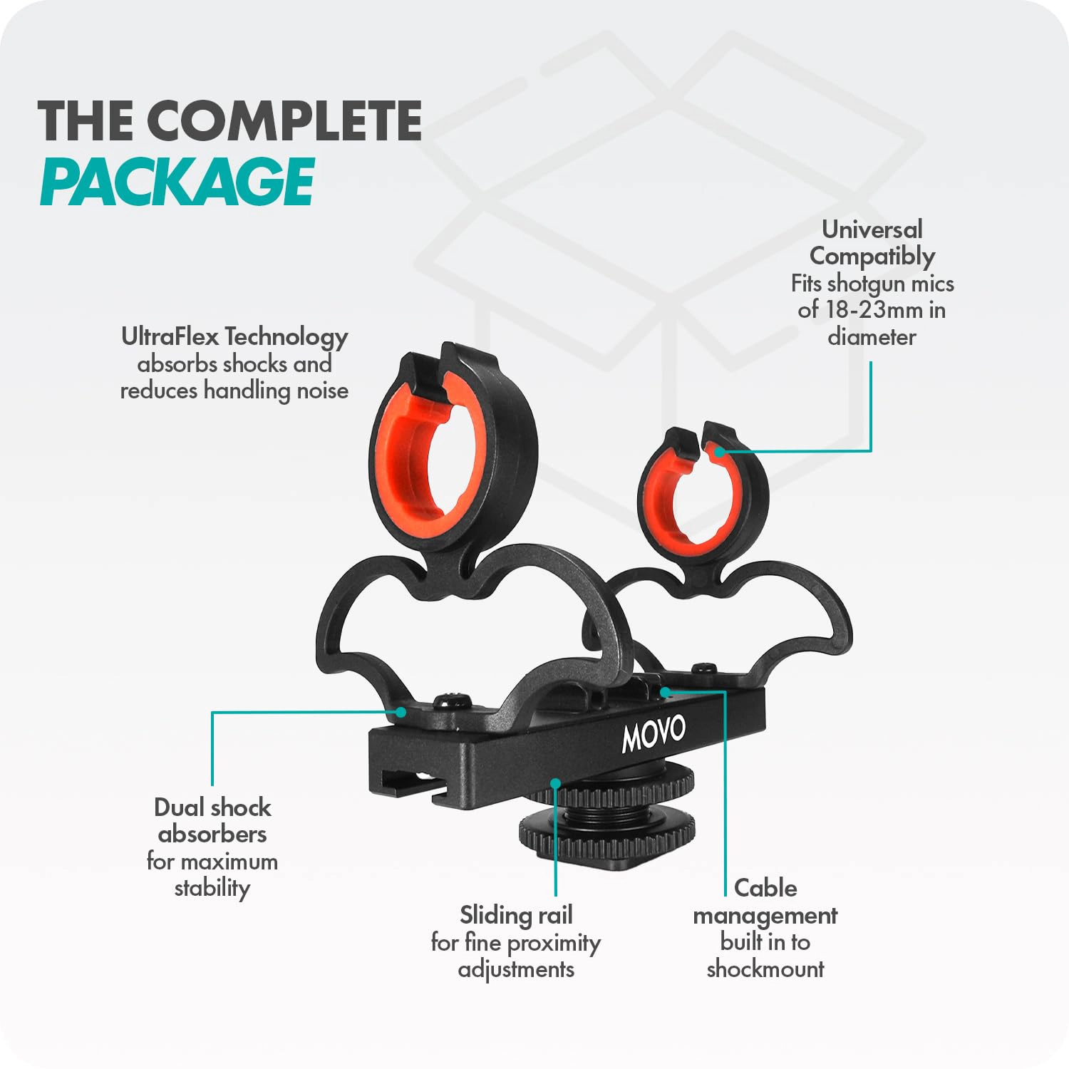 Movo SM6 Ultraflex Premium Shockmount for Shotgun Microphones