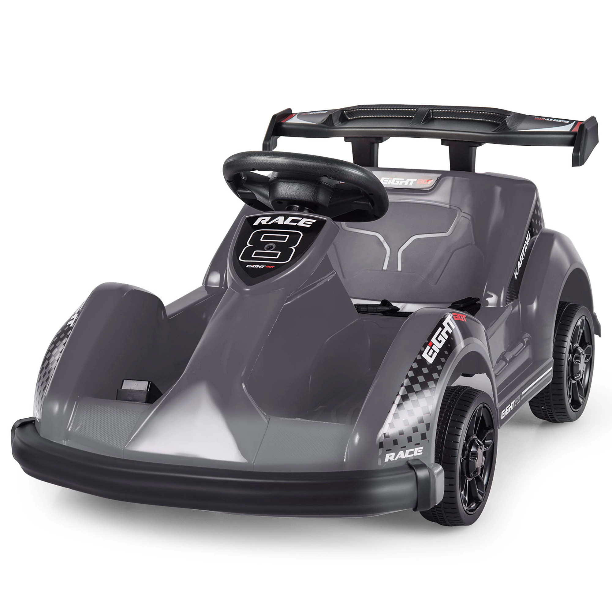 Costway 6V Battery Powered Go Kart Kids Ride On 4 Wheel Racer RC w/ Bumper & Music Pink