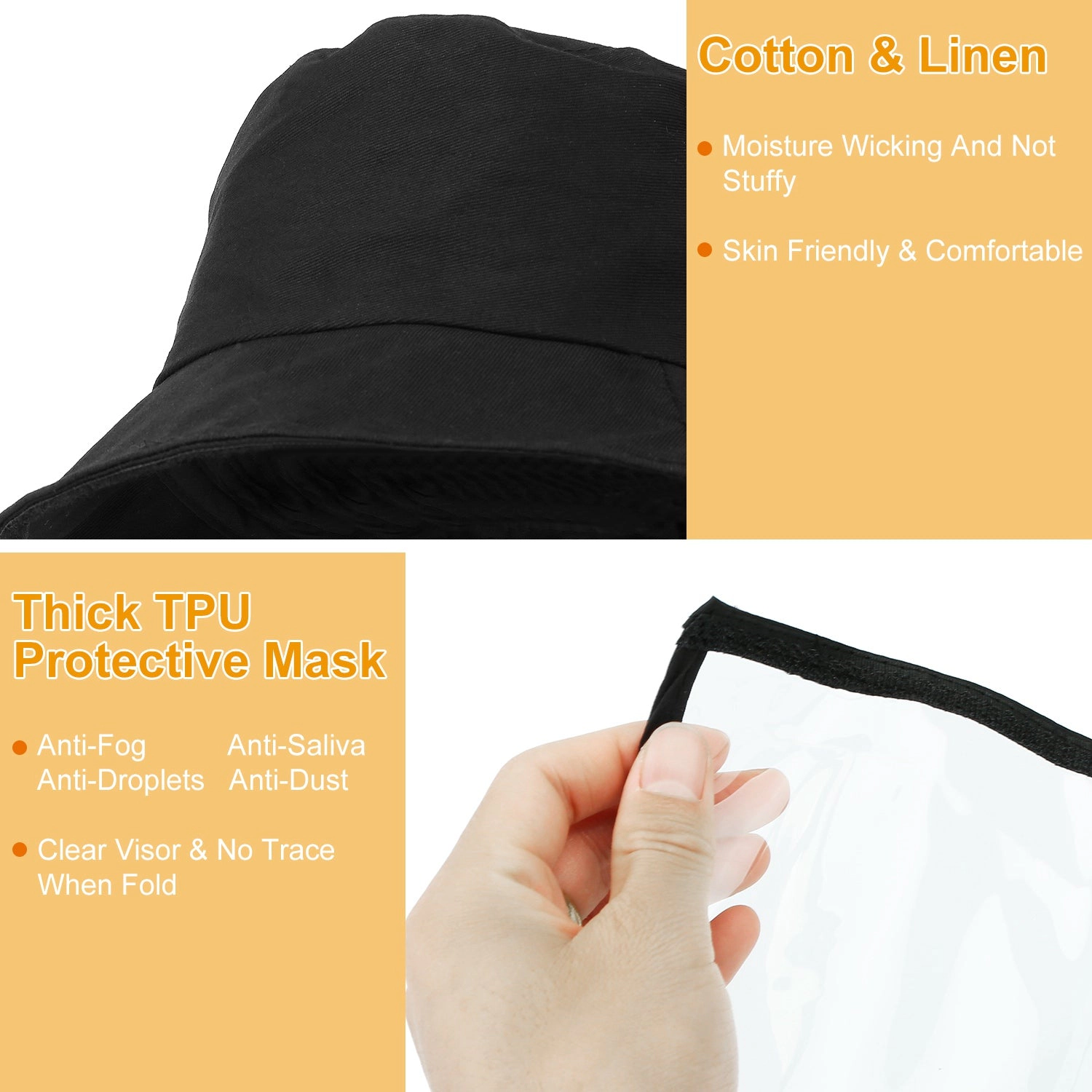 GBruno Protective Face Shield Bucket Hat With Sun Cover
