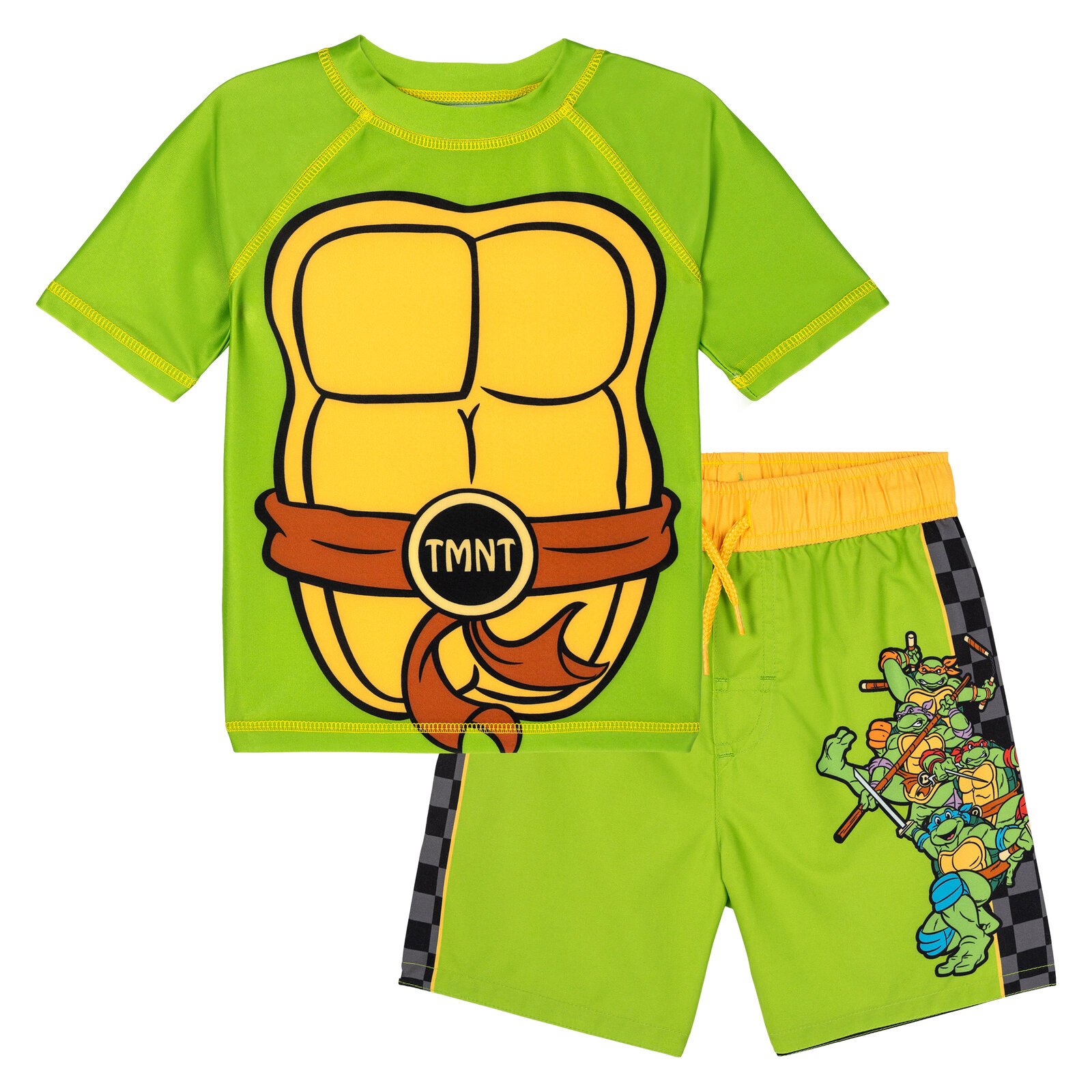 Teenage Mutant Ninja Turtles Boys' 2-Piece Swimwear Rash Guard and Swim Trunks Set