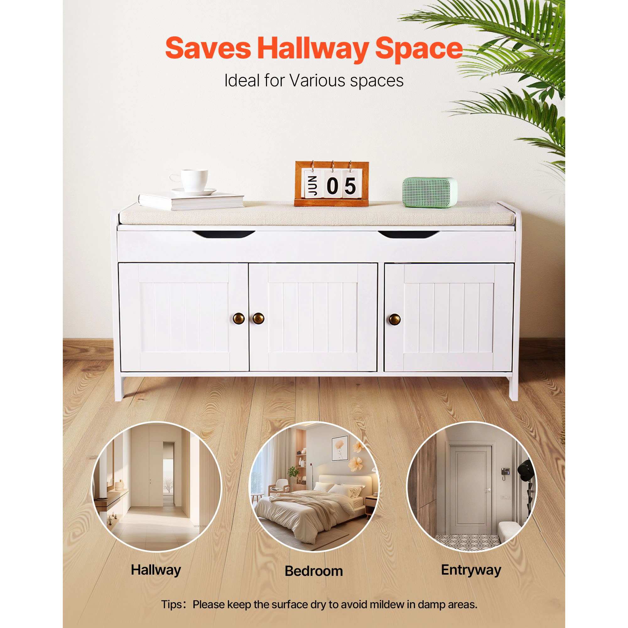 HONGGE Shoe Storage Bench for Hallway Entryway Bedroom