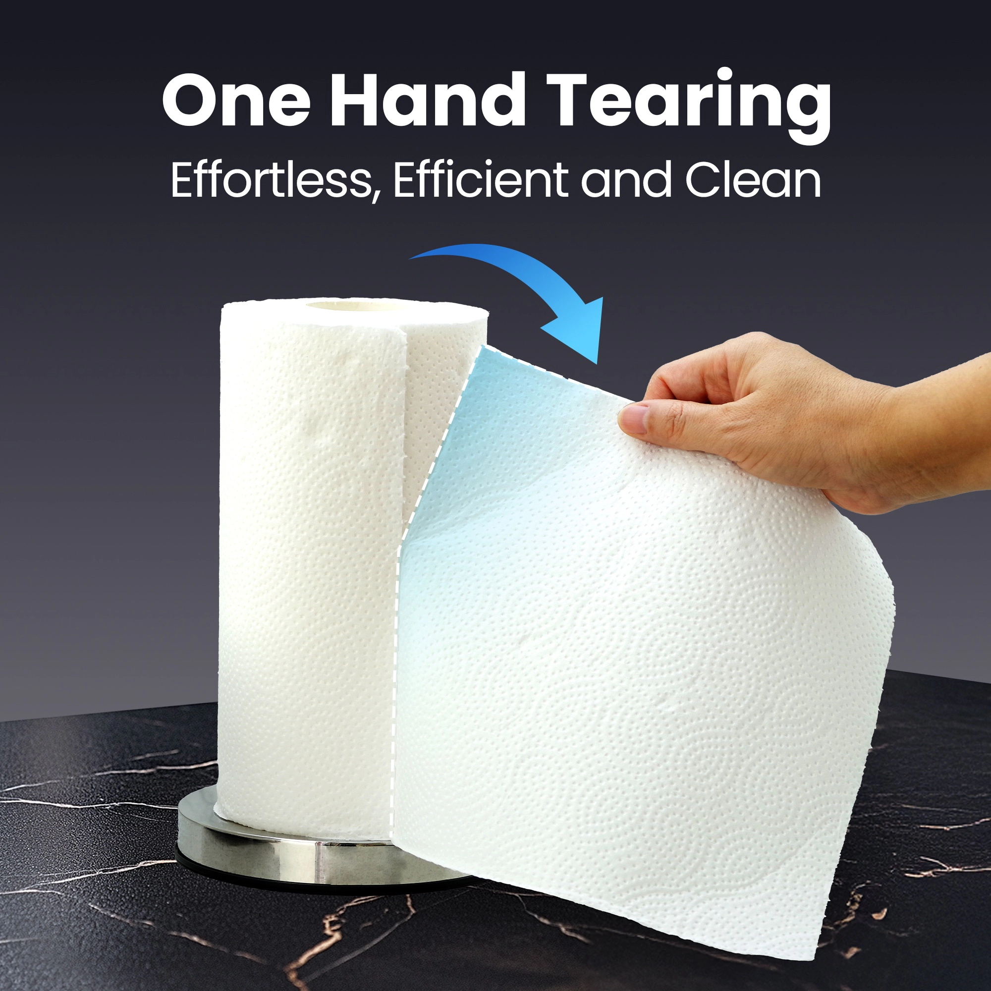 Gourmet Easy Stainless Steel Paper Towel Holder, Anti-Slip for One-Hand Tear, Adjustable & Foldable