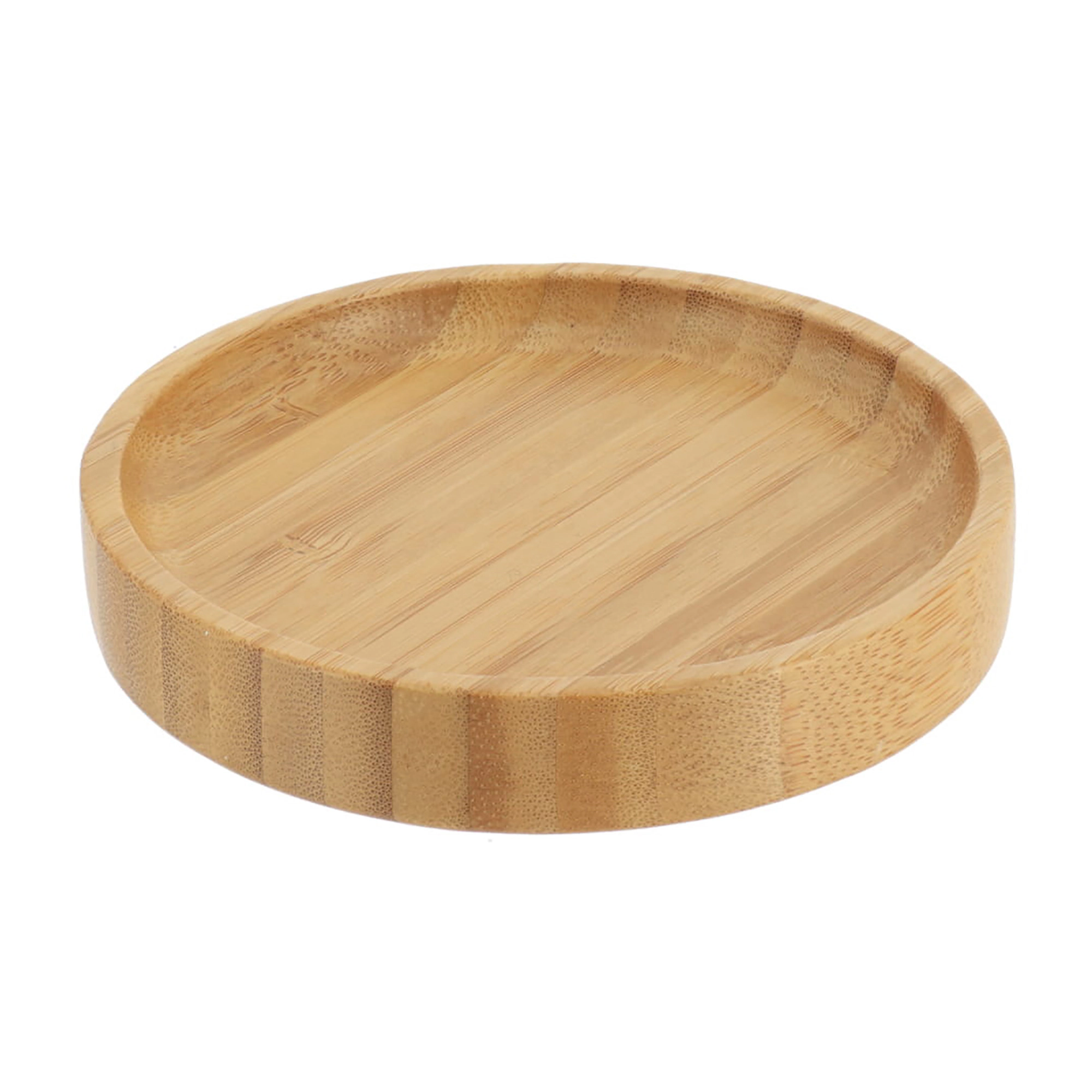Evideco French Home Goods Round Bamboo Soap Dish with Slatted Drainage