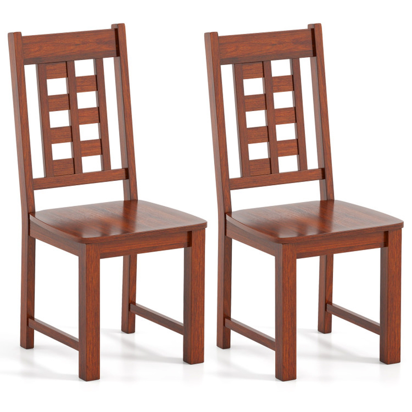 SUGIFT Walnut Wooden Solid Rubber Wood Hollowed Back Set of 2 Kitchen Dining Chairs