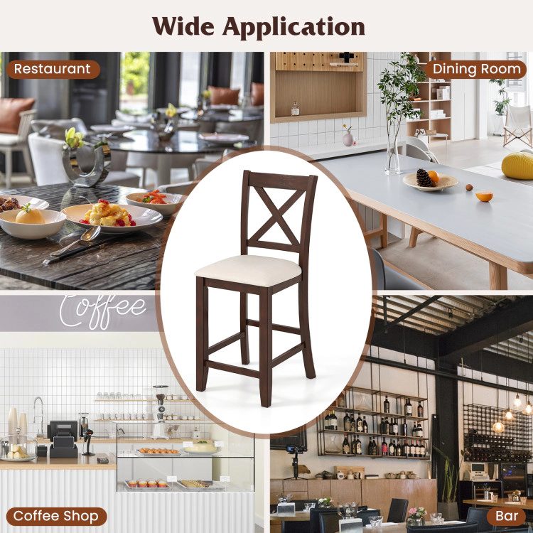 Hivvago Set of 2 Modern Farmhouse Counter Stools with Cushioned Seat and Footrest
