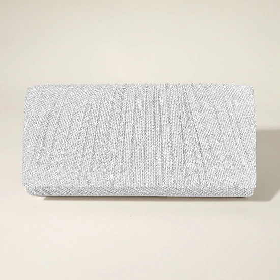 Fashnzfab Pleated Shimmery Evening Clutch Crossbody Bag